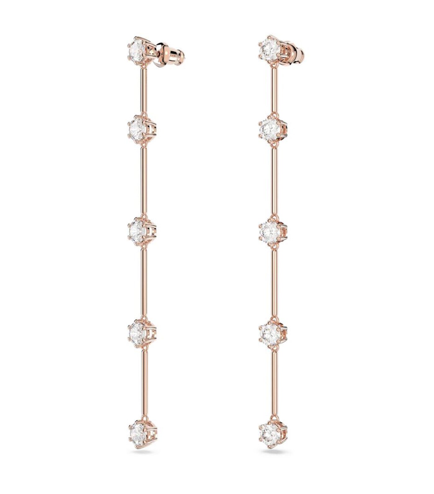 Constella Drop Earrings, Round Cut, White, Rose Gold-Tone Plated Pink
