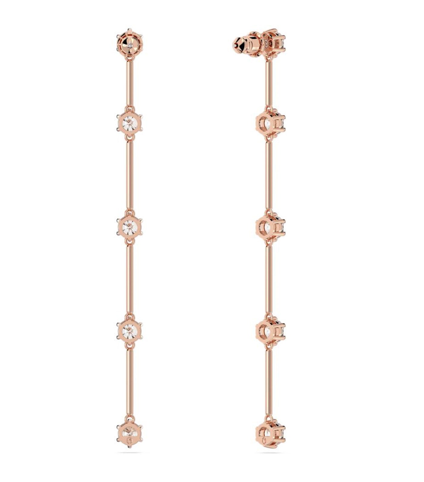Constella Drop Earrings, Round Cut, White, Rose Gold-Tone Plated Pink