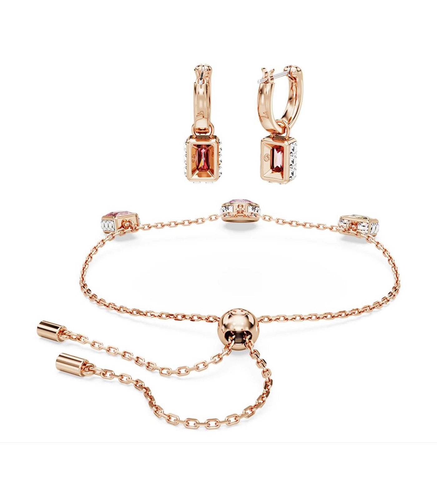 Stilla Set, Mixed Cuts, Multicolored, Rose Gold-Tone Plated Pink