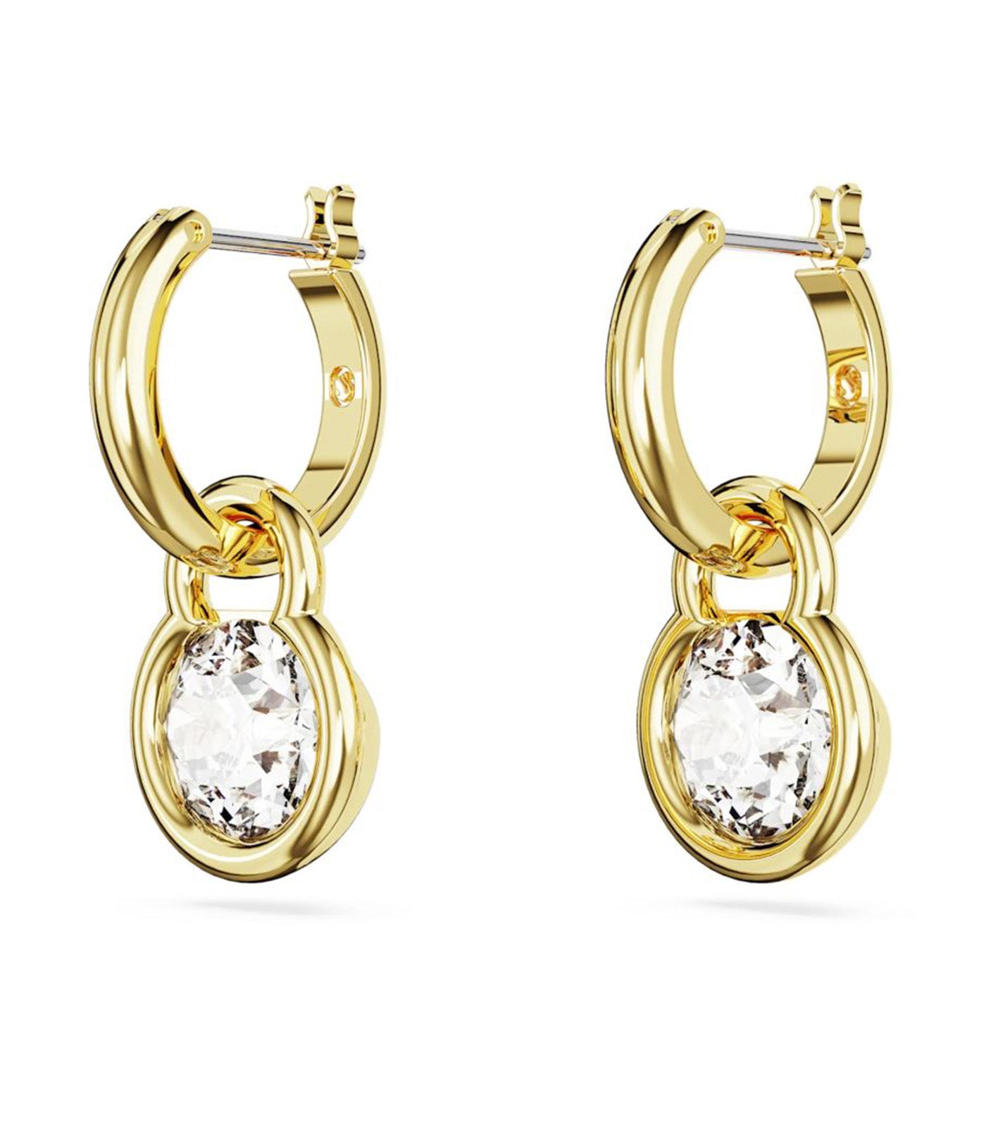 Dextera Drop Earrings, Round Cut, White, Gold-Tone Plated Gold