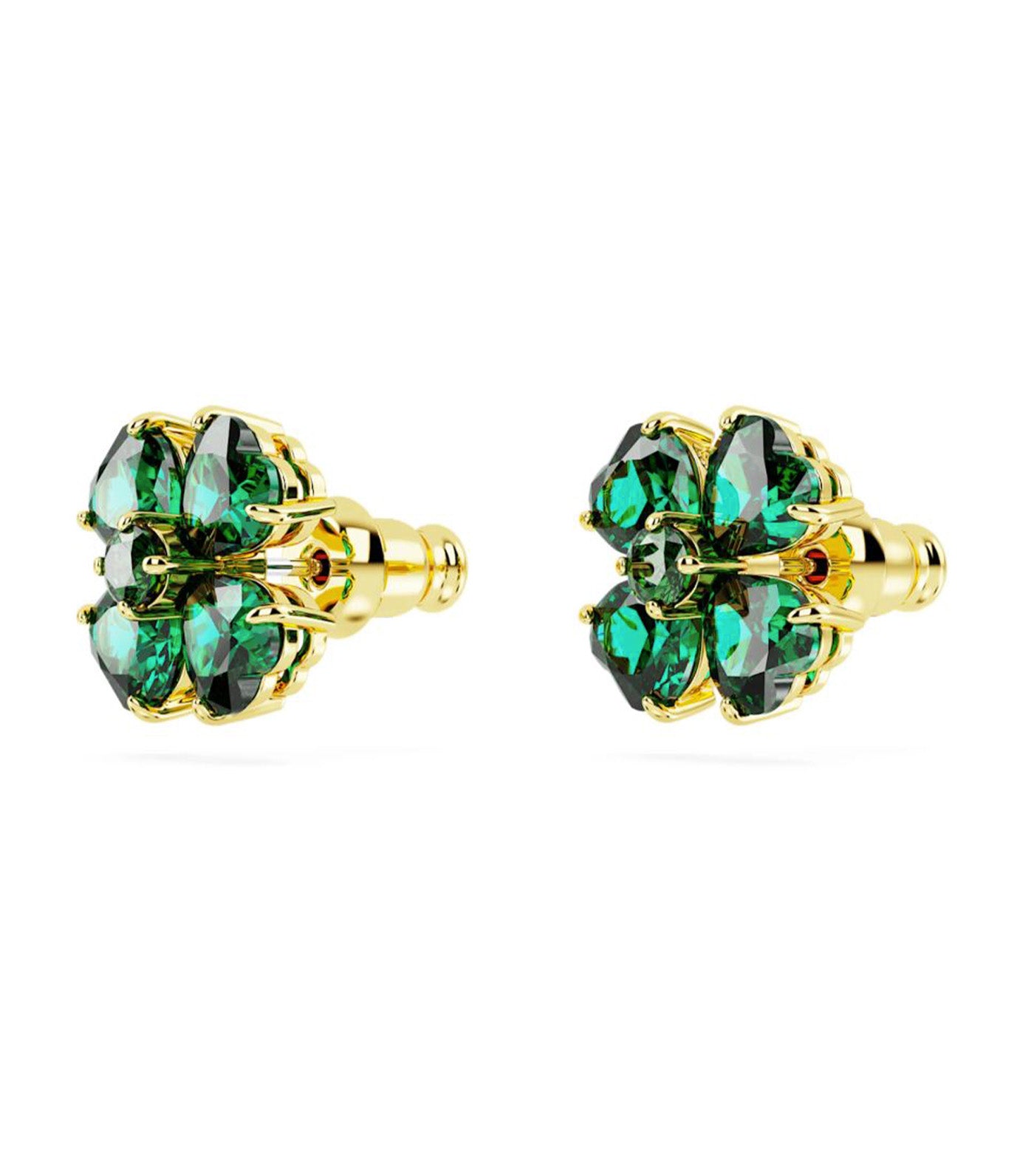 Idyllia Stud Earrings Clover, Green, Gold-Tone Plated Green