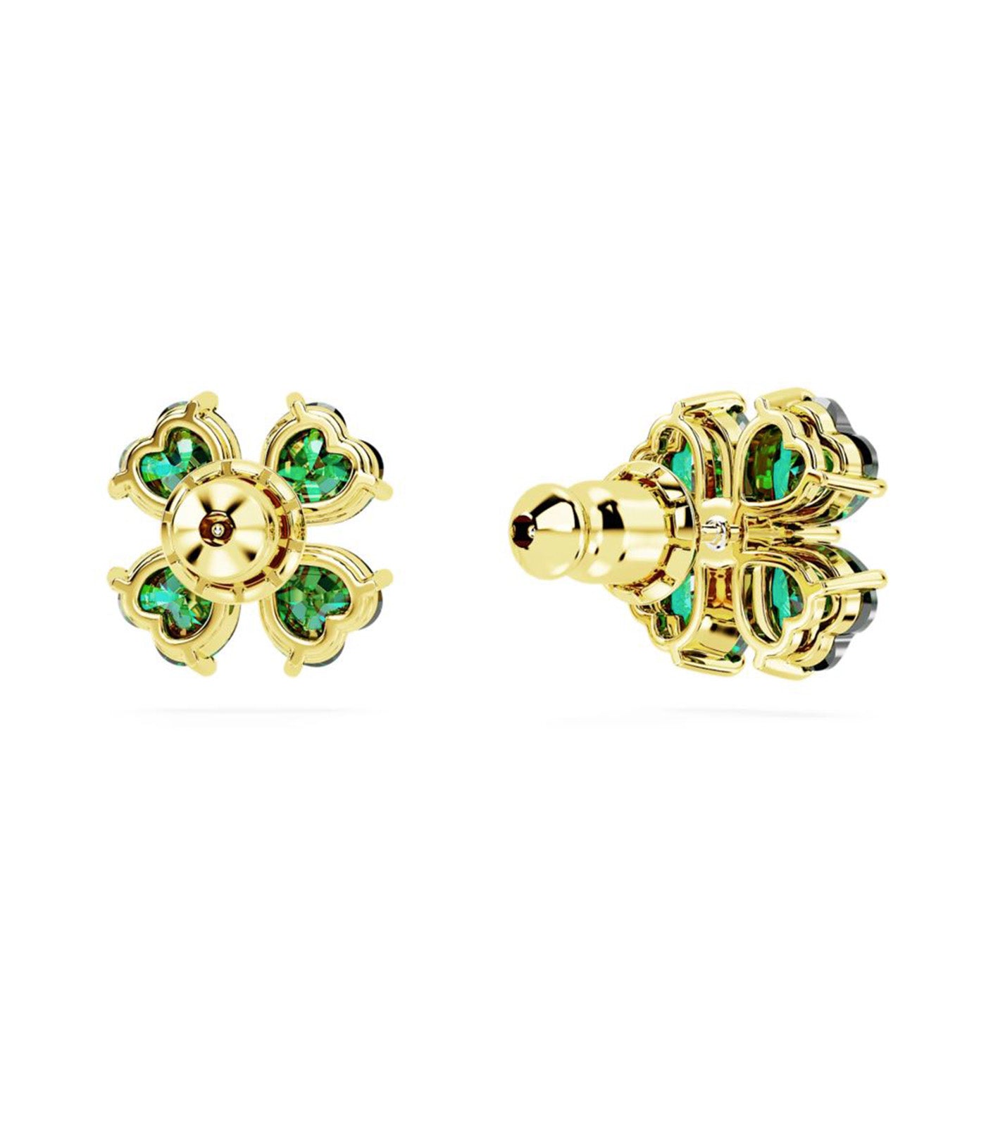 Idyllia Stud Earrings Clover, Green, Gold-Tone Plated Green