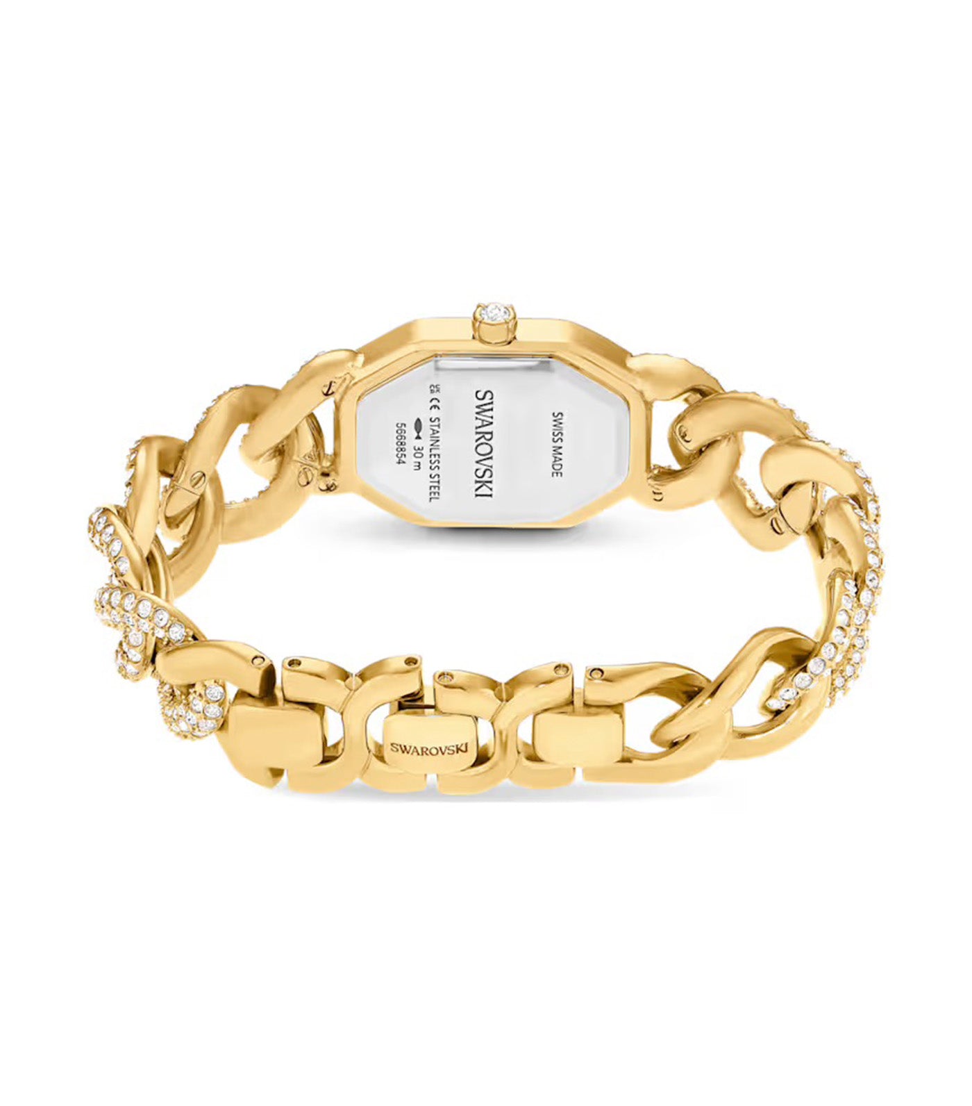 Dextera Chain Watch Swiss Made, Crystal Bracelet, Gold Tone, Gold-Tone Finish