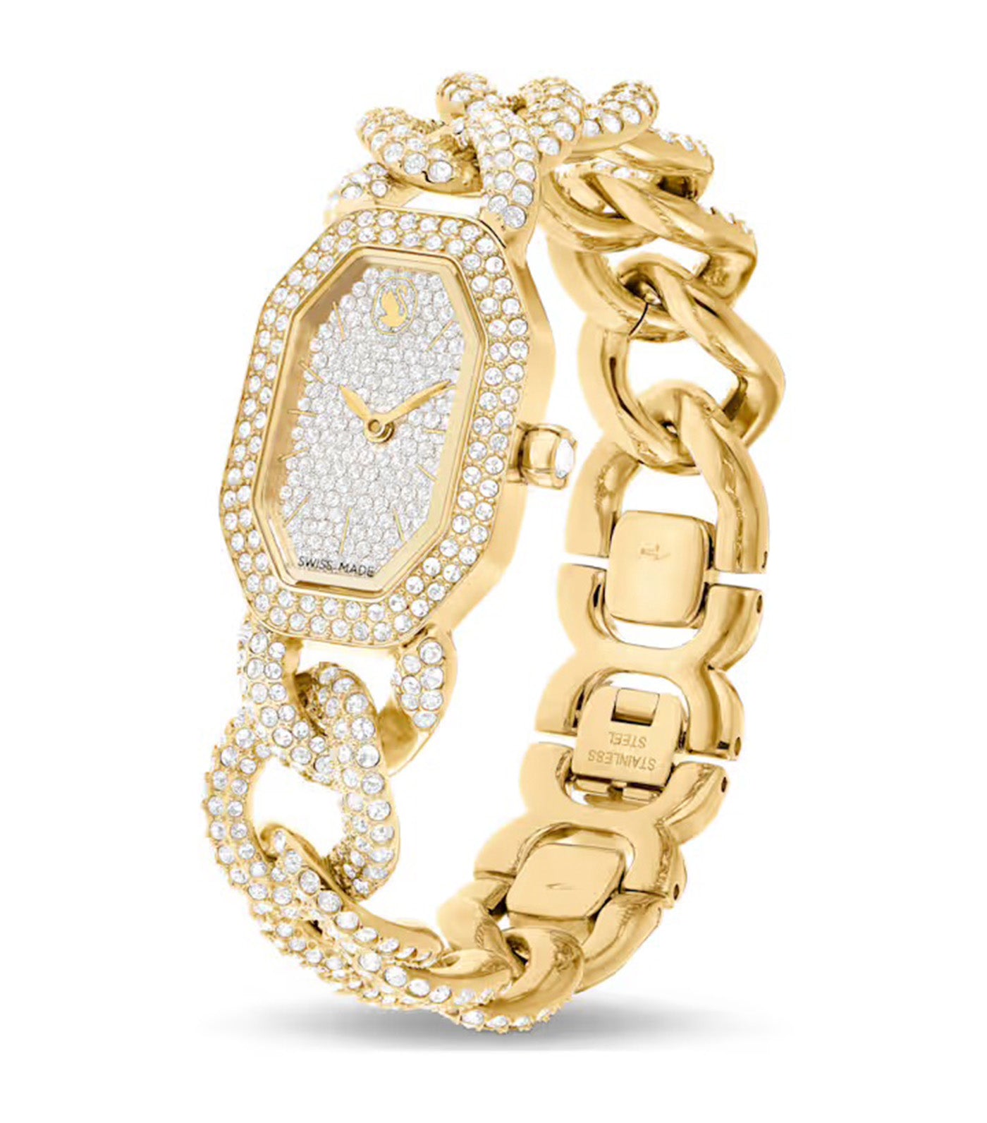 Dextera Chain Watch Swiss Made, Crystal Bracelet, Gold Tone, Gold-Tone Finish