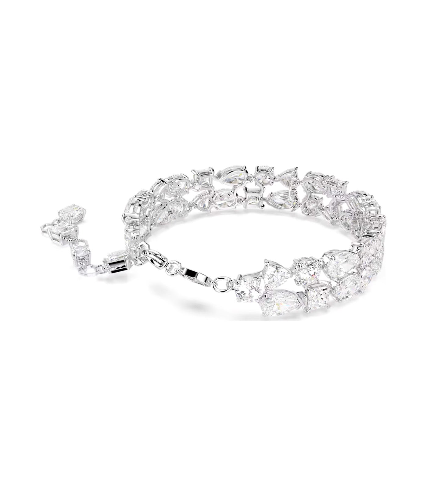 Mesmera Bracelet Mixed Cuts, White, Rhodium Plated