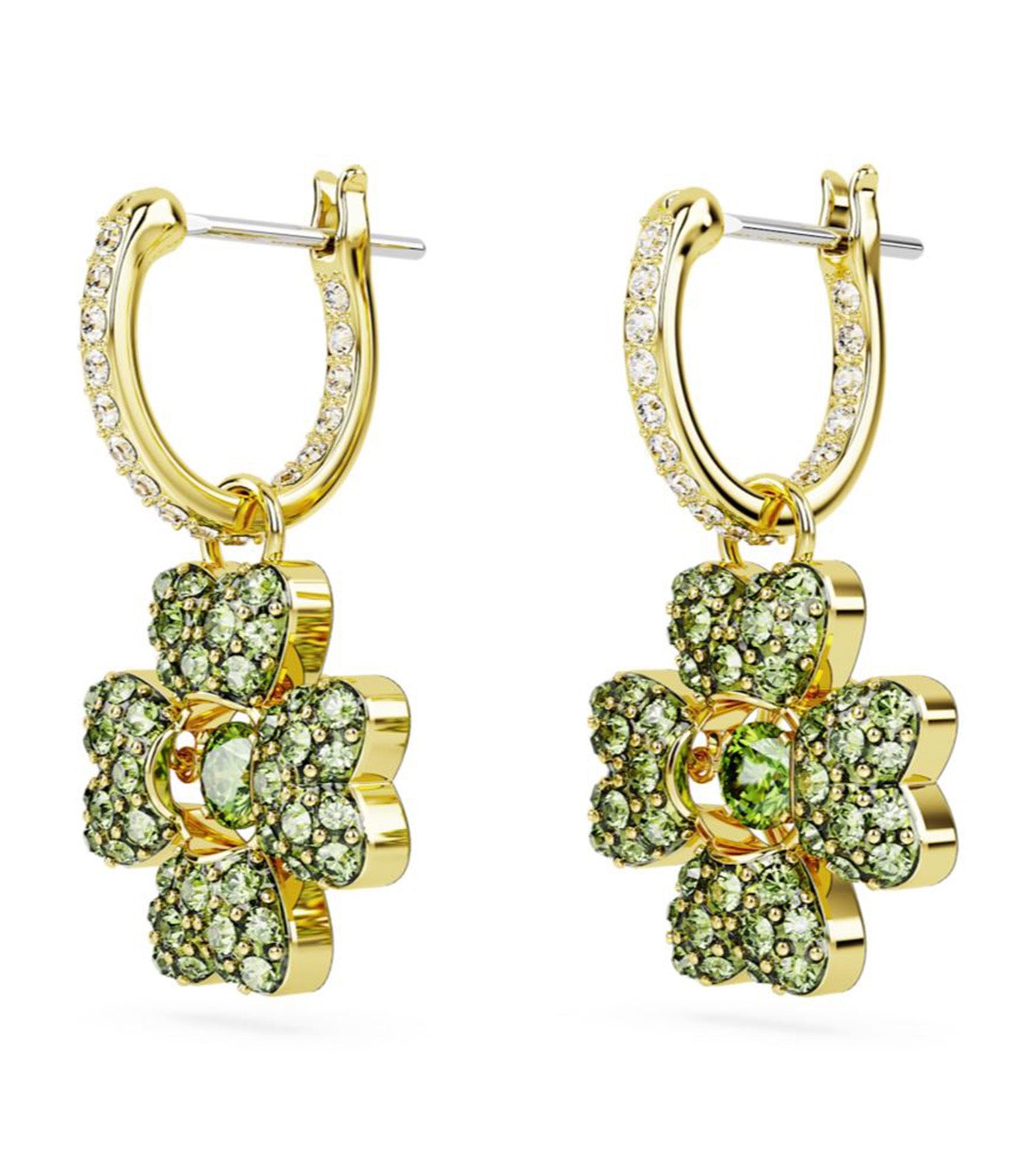 Idyllia Drop Earrings Clover Green Gold-Tone Plated