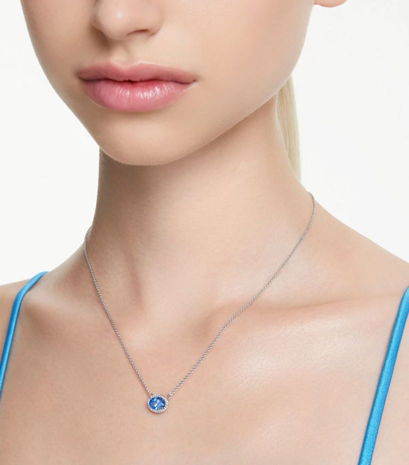 Constella Necklace Oval Cut Blue Rhodium Plated