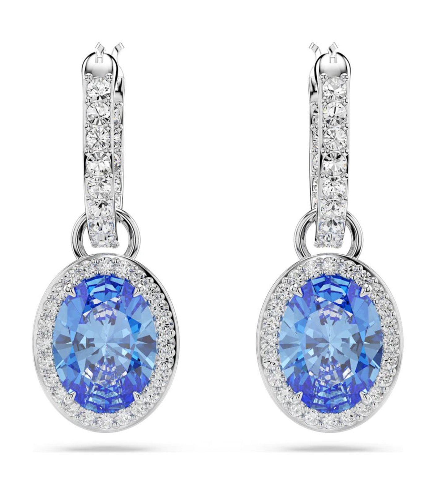 Constella Drop Earrings Oval Cut Blue Rhodium Plated