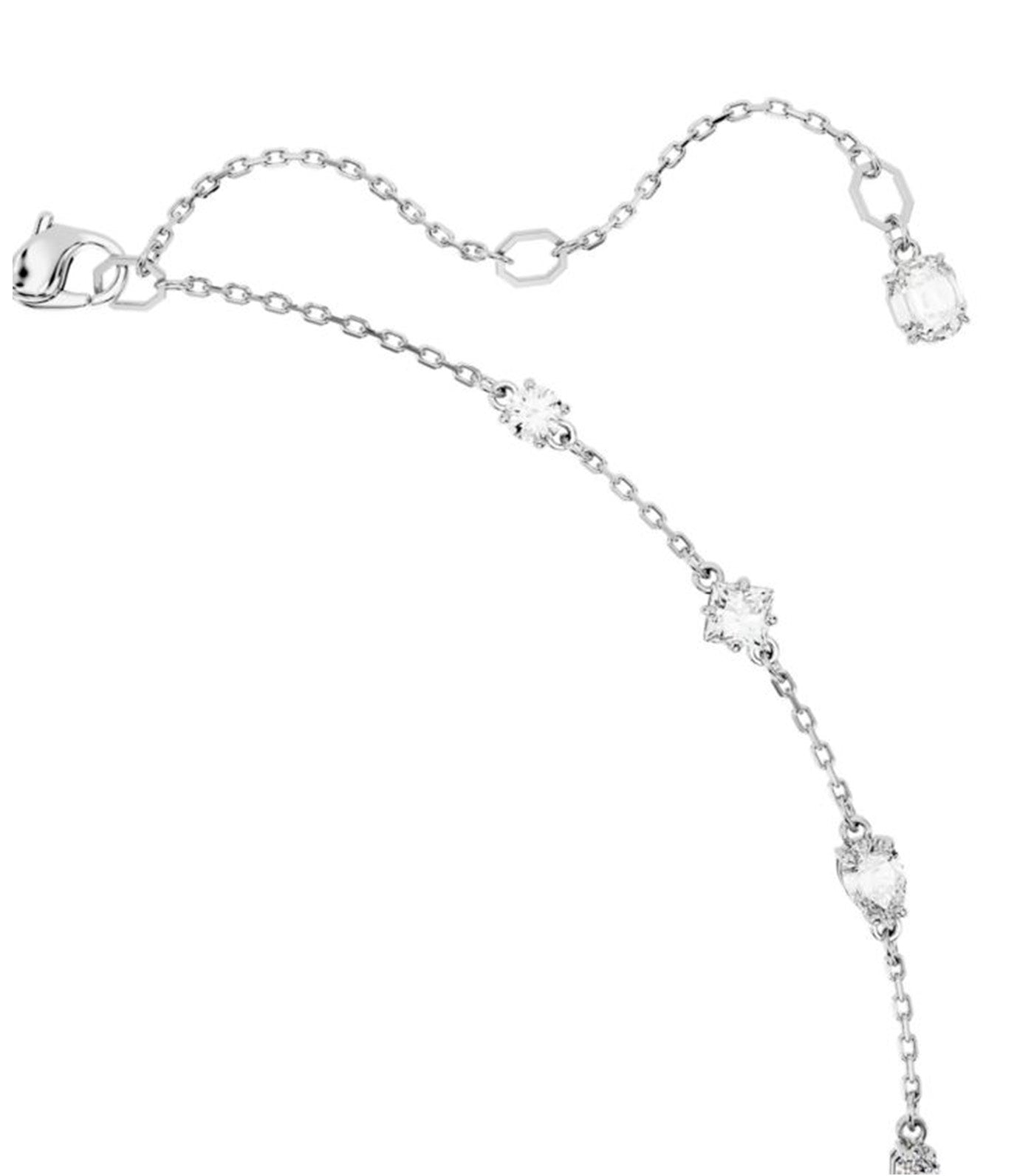 Mesmera Necklace, Mixed Cuts, Scattered Design, White, Rhodium-Plated Silver