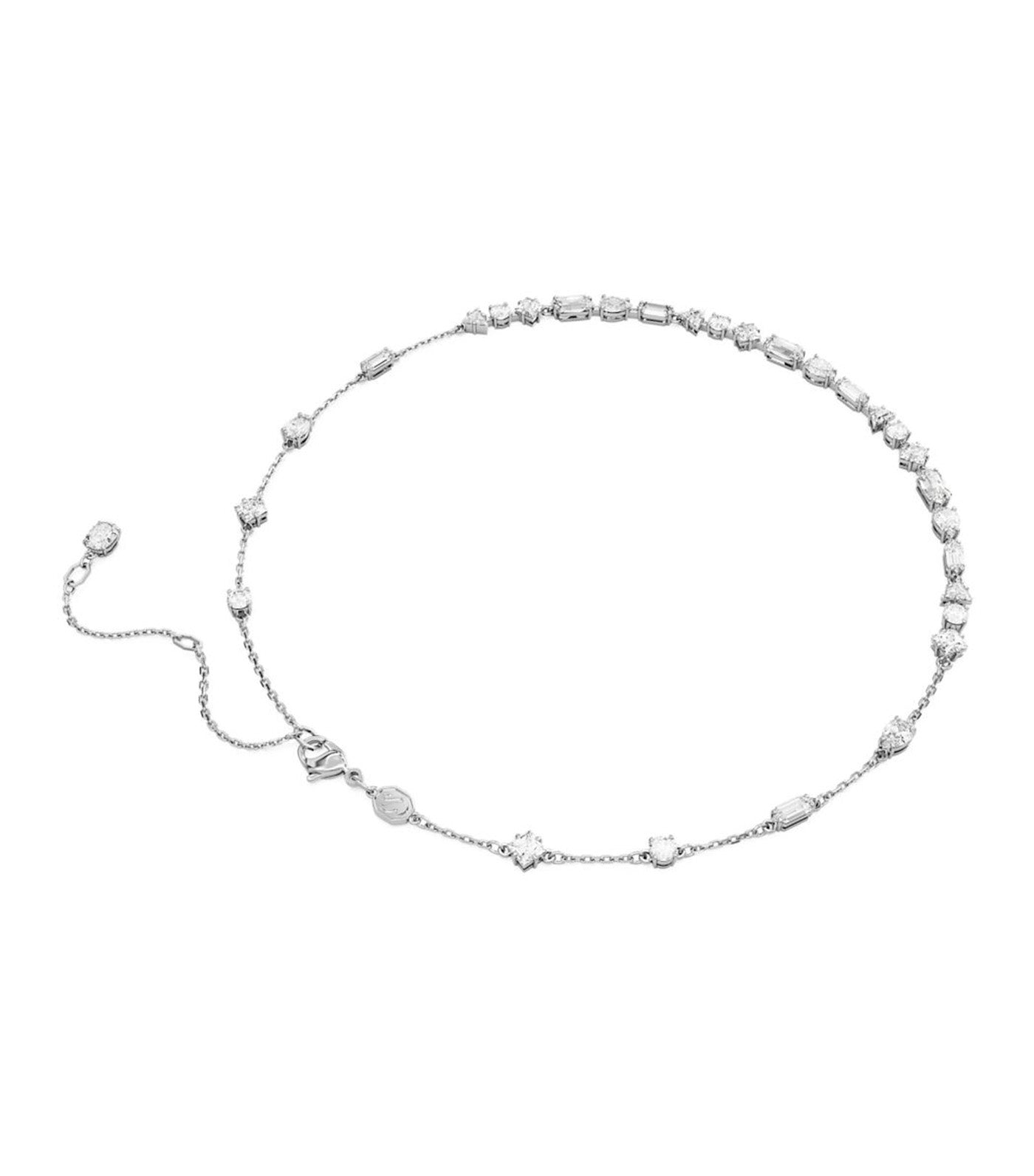 Mesmera Necklace, Mixed Cuts, Scattered Design, White, Rhodium-Plated Silver