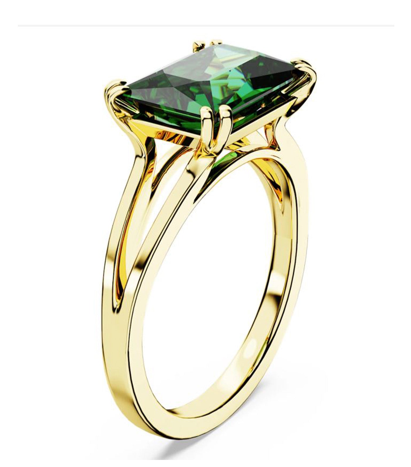 Matrix Cocktail Ring Rectangular Cut Green Gold-Tone Plated