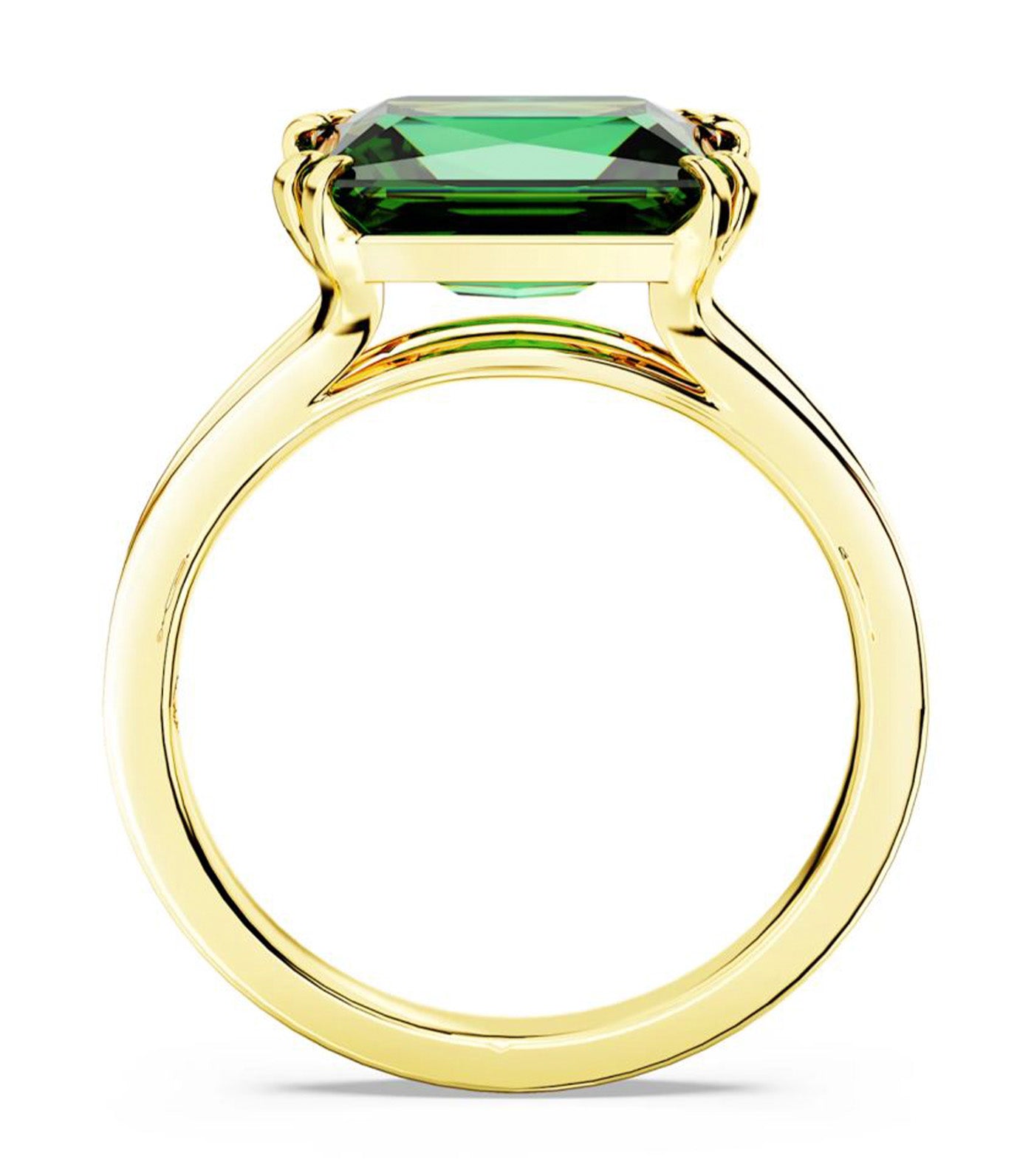 Matrix Cocktail Ring Rectangular Cut Green Gold-Tone Plated