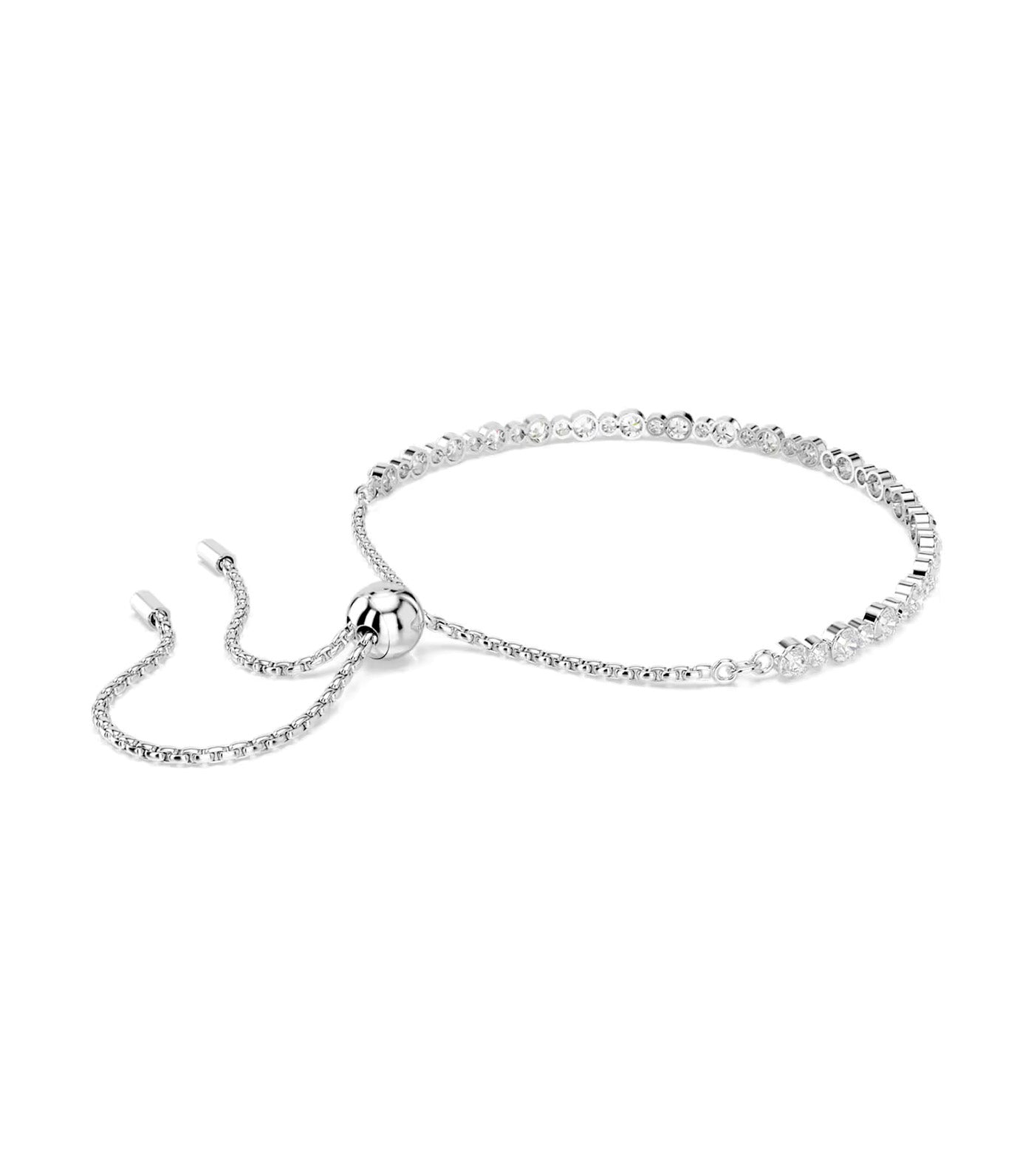 Matrix Tennis Bracelet Mixed Round Cuts, Rhodium-Plated White