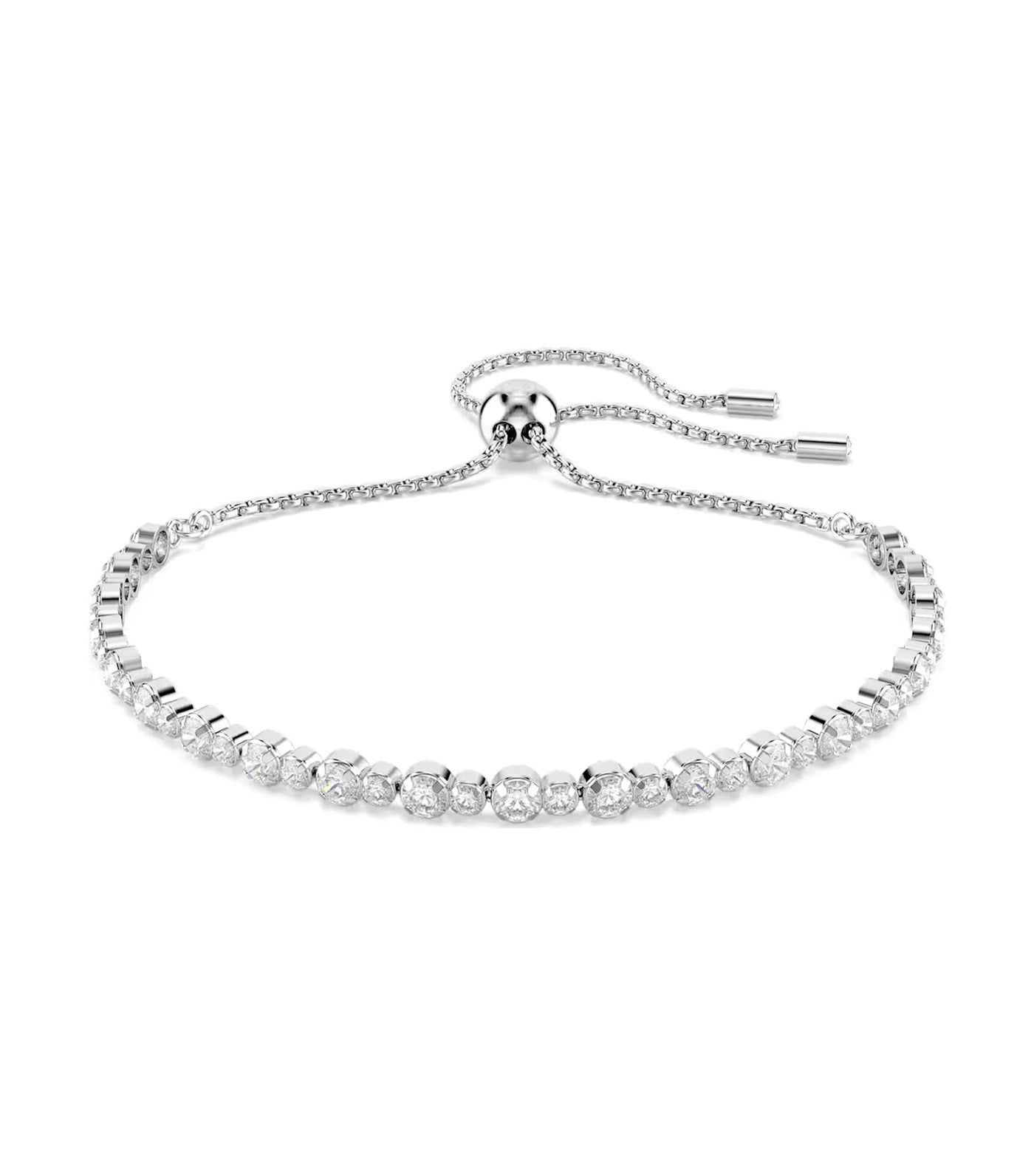 Matrix Tennis Bracelet Mixed Round Cuts, Rhodium-Plated White