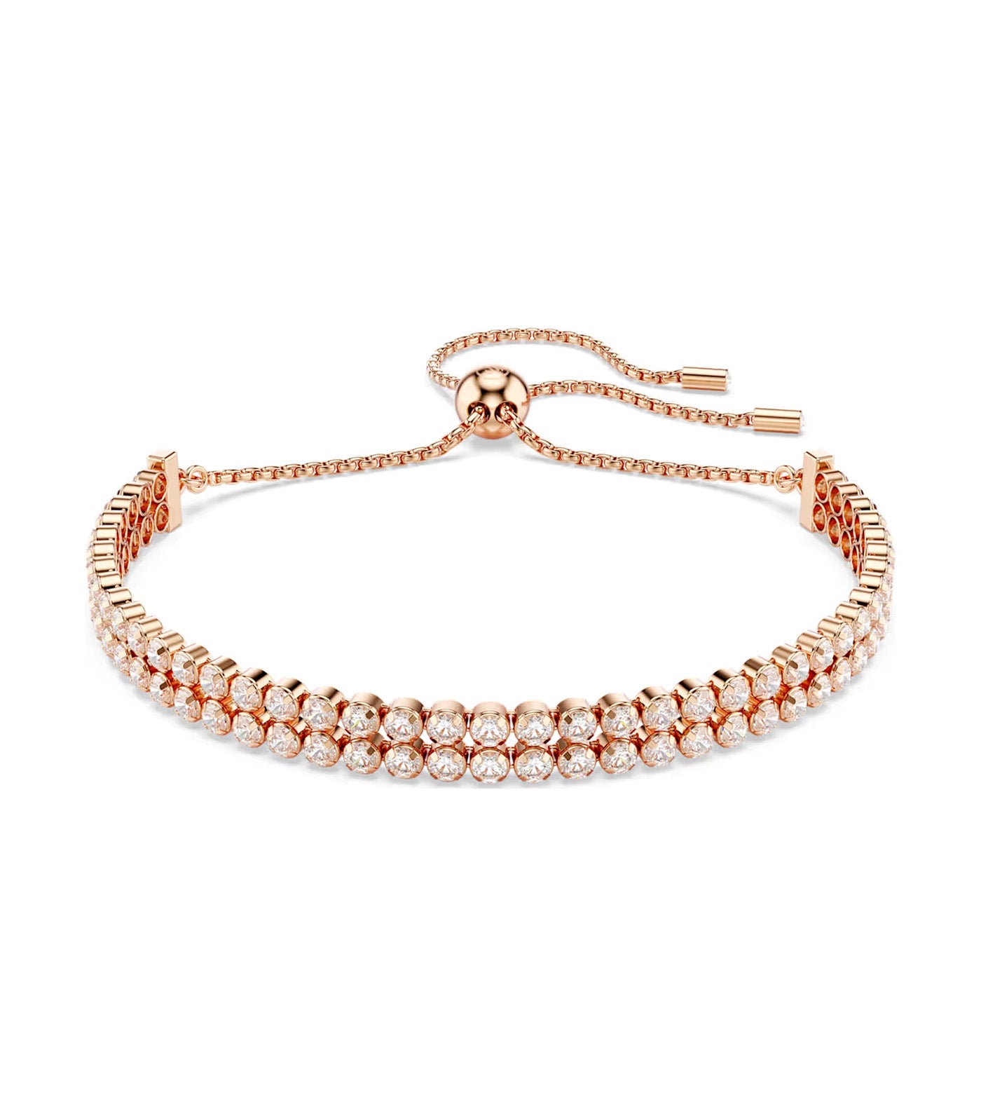 Matrix Tennis Bracelet Round Cut, Rose Gold-Tone Plated White