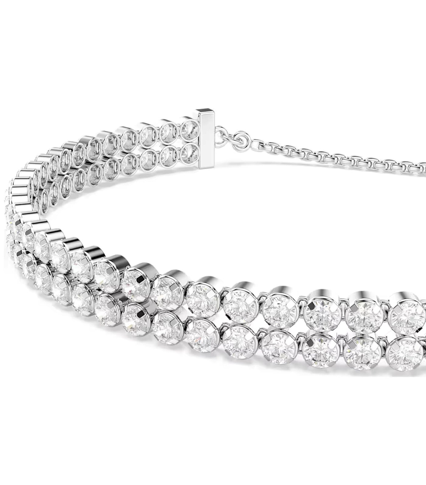 Matrix Tennis Bracelet Round Cut, Rhodium-Plated White