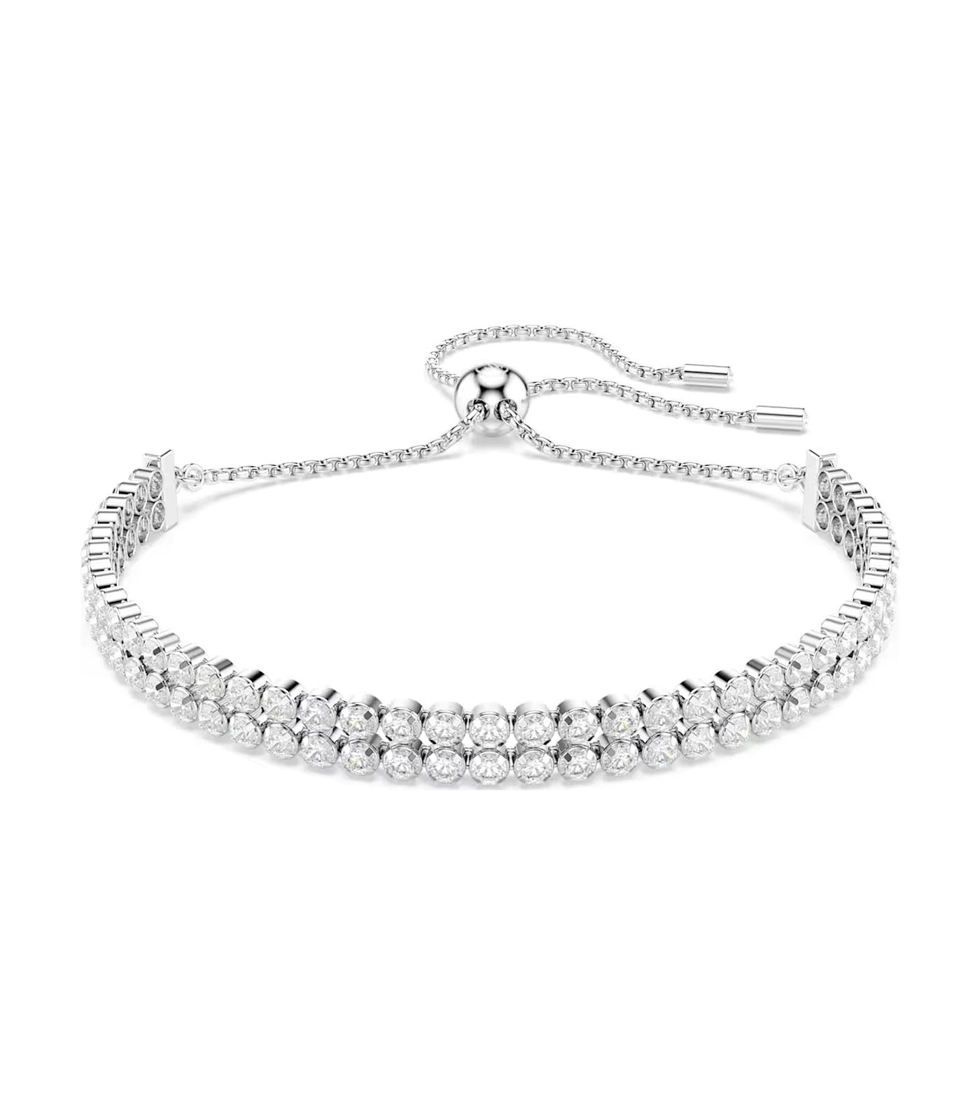 Matrix Tennis Bracelet Round Cut, Rhodium-Plated White