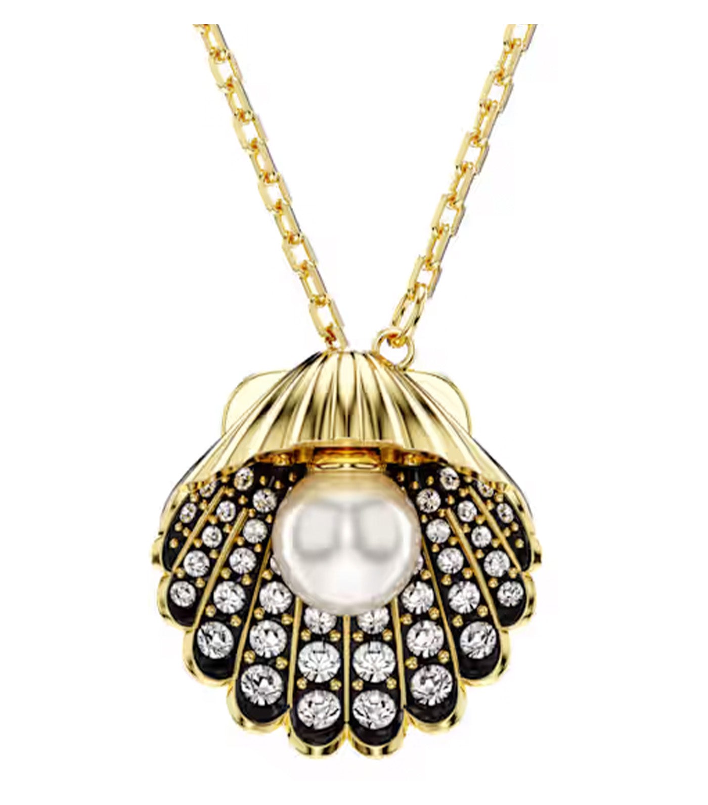 Idyllia Y Pendant Crystal Pearl, Shell, White, Gold-Tone Plated Gold