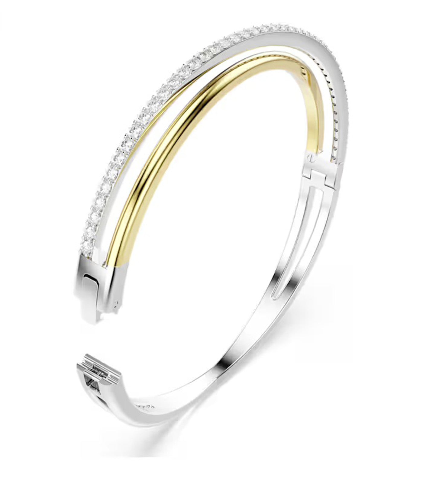 Hyperbola Bangle Round Cut, White, Mixed Metal Finish