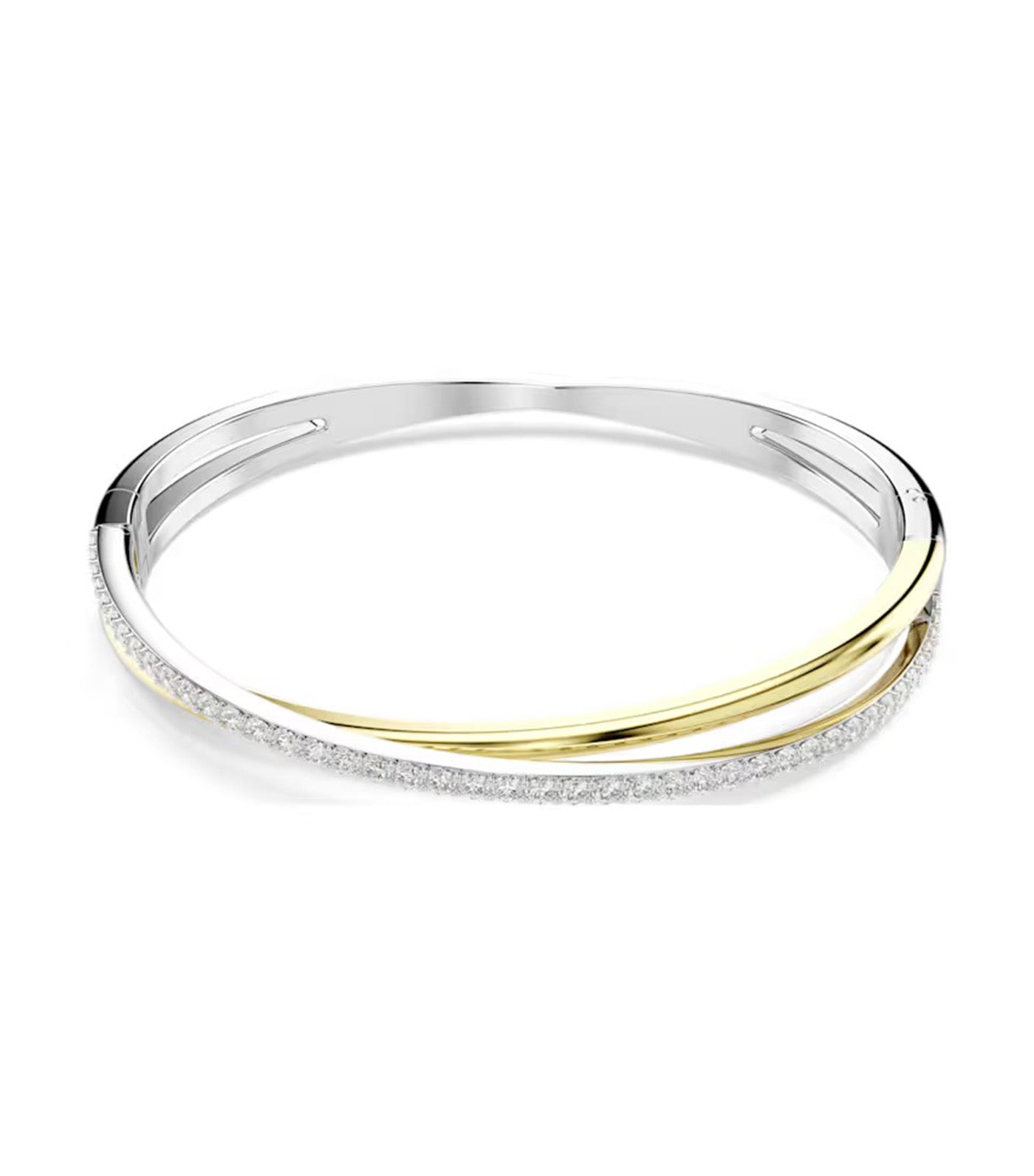 Hyperbola Bangle Round Cut, White, Mixed Metal Finish