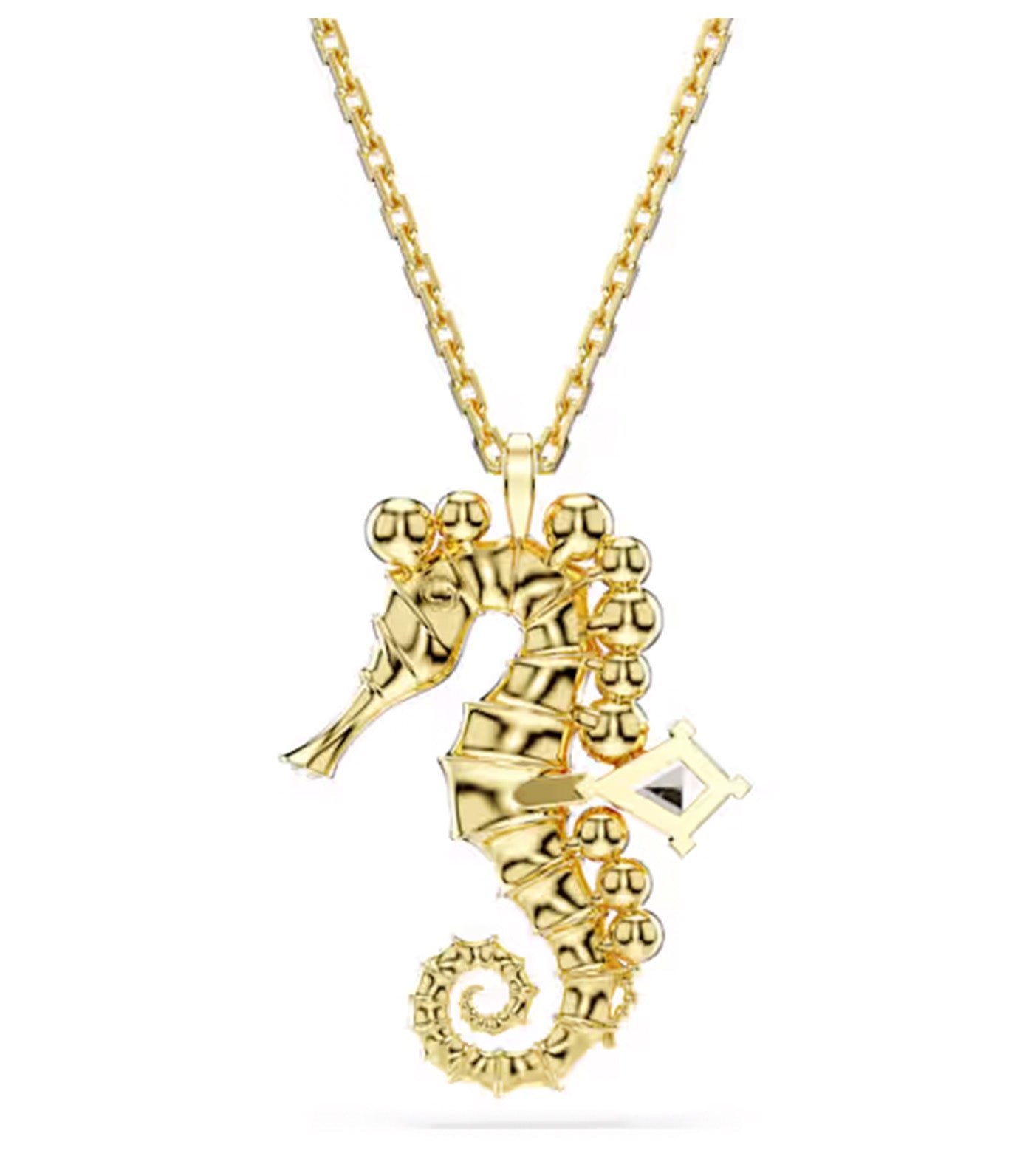 Idyllia Pendant Crystal Pearls, Seahorse, White, Gold-Tone Plated Gold