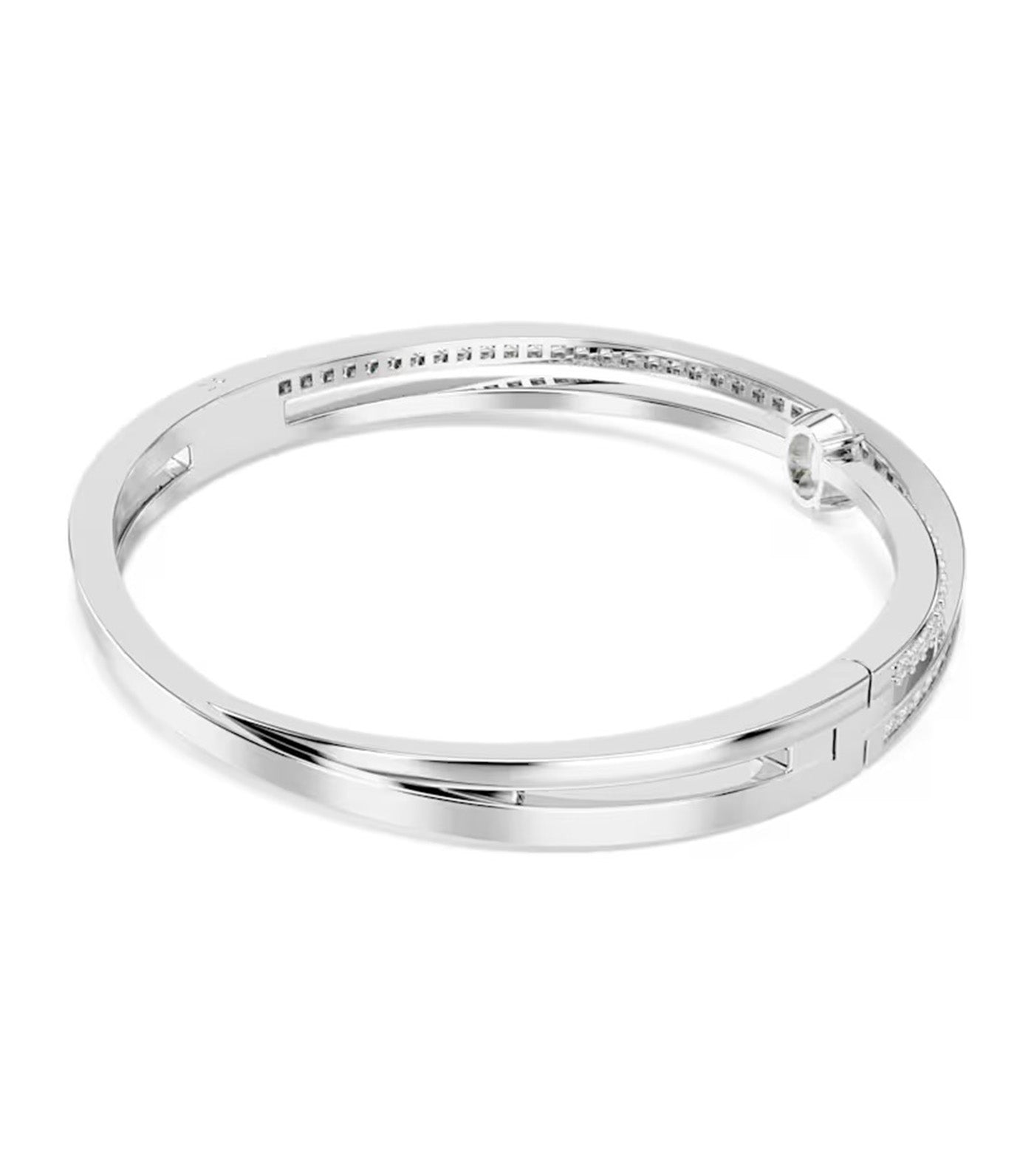 Hyperbola Bangle Mixed Cuts, White, Rhodium Plated