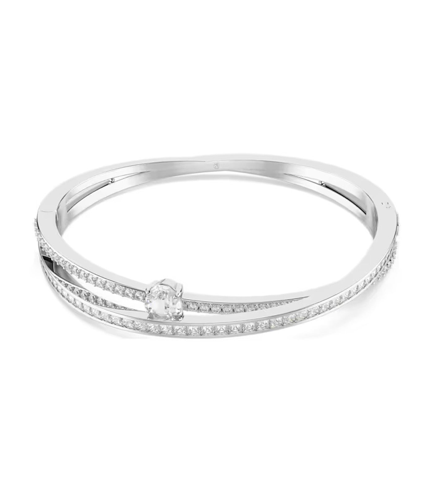 Hyperbola Bangle Mixed Cuts, White, Rhodium Plated