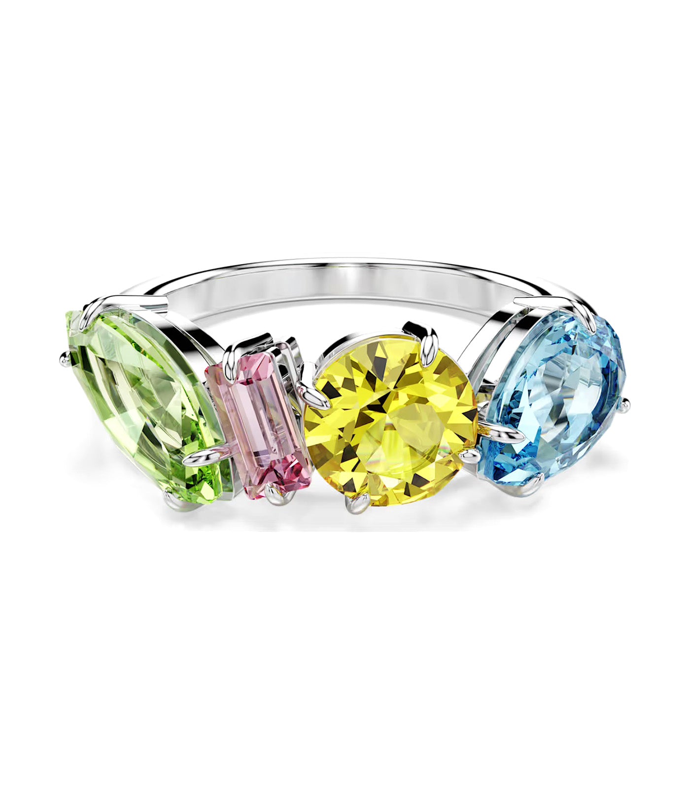 Gema Ring Mixed Cuts, Rhodium Plated Multi