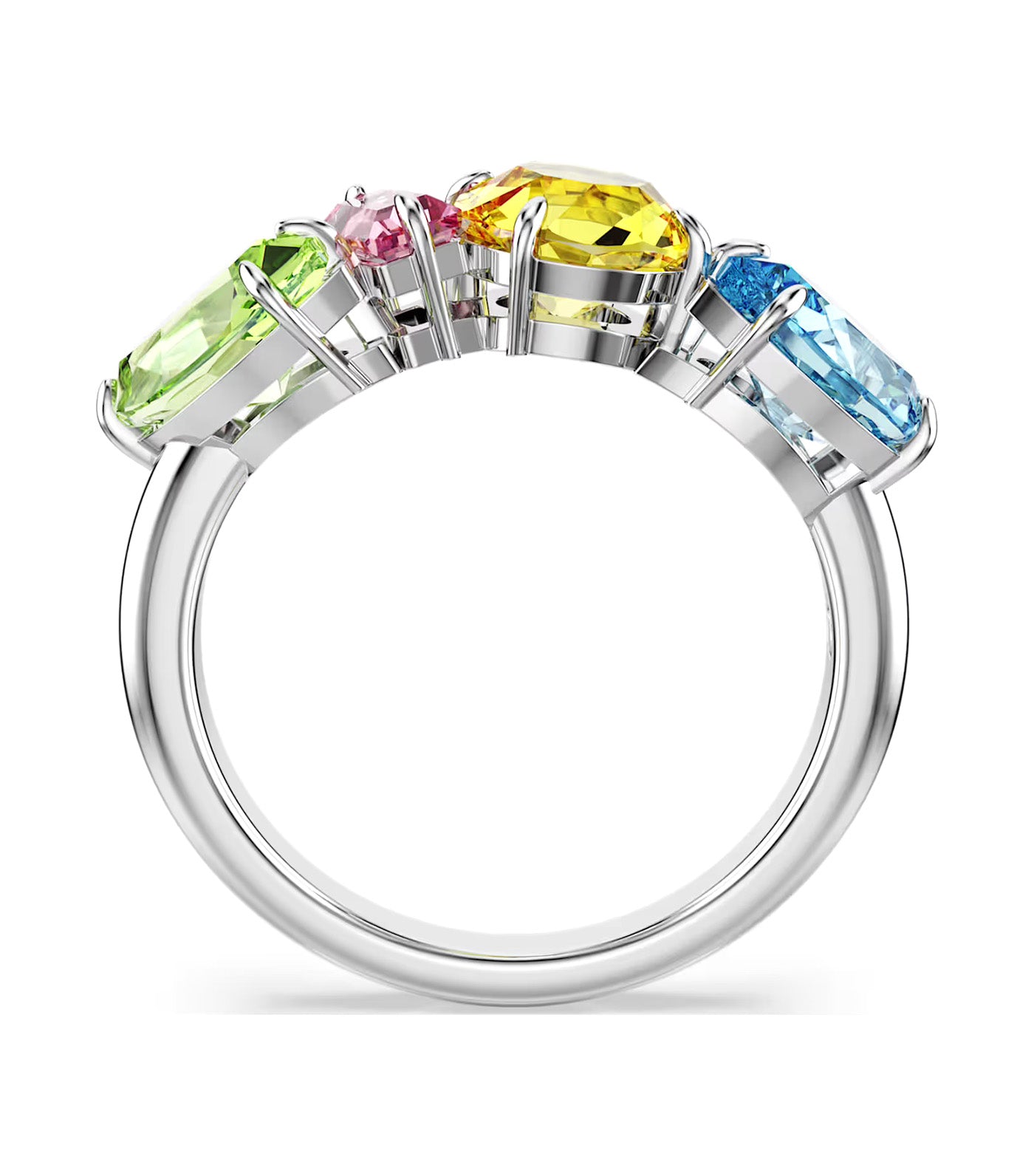 Gema Ring Mixed Cuts, Rhodium Plated Multi