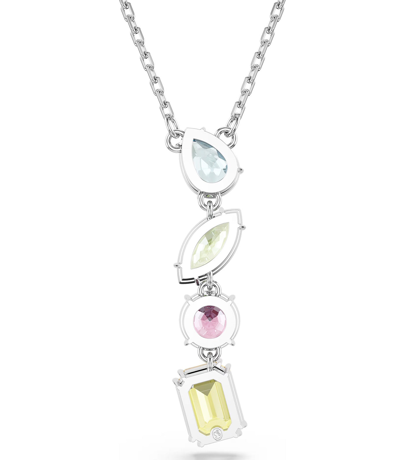 Gema Y Pendant Mixed Cuts, Multicolored, Rhodium Plated Multi