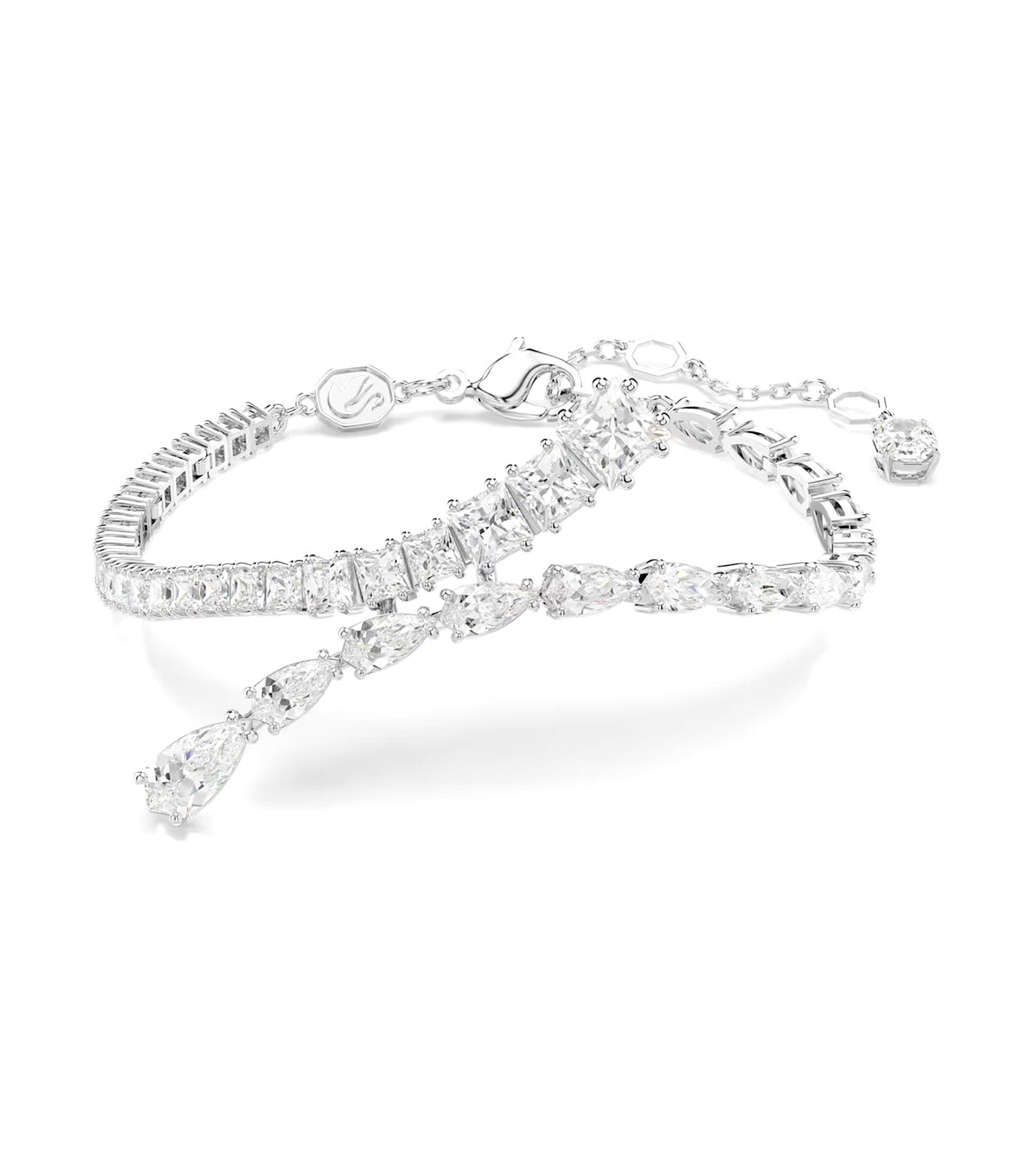 Matrix Bracelet Mixed Cuts, Rhodium Plated White