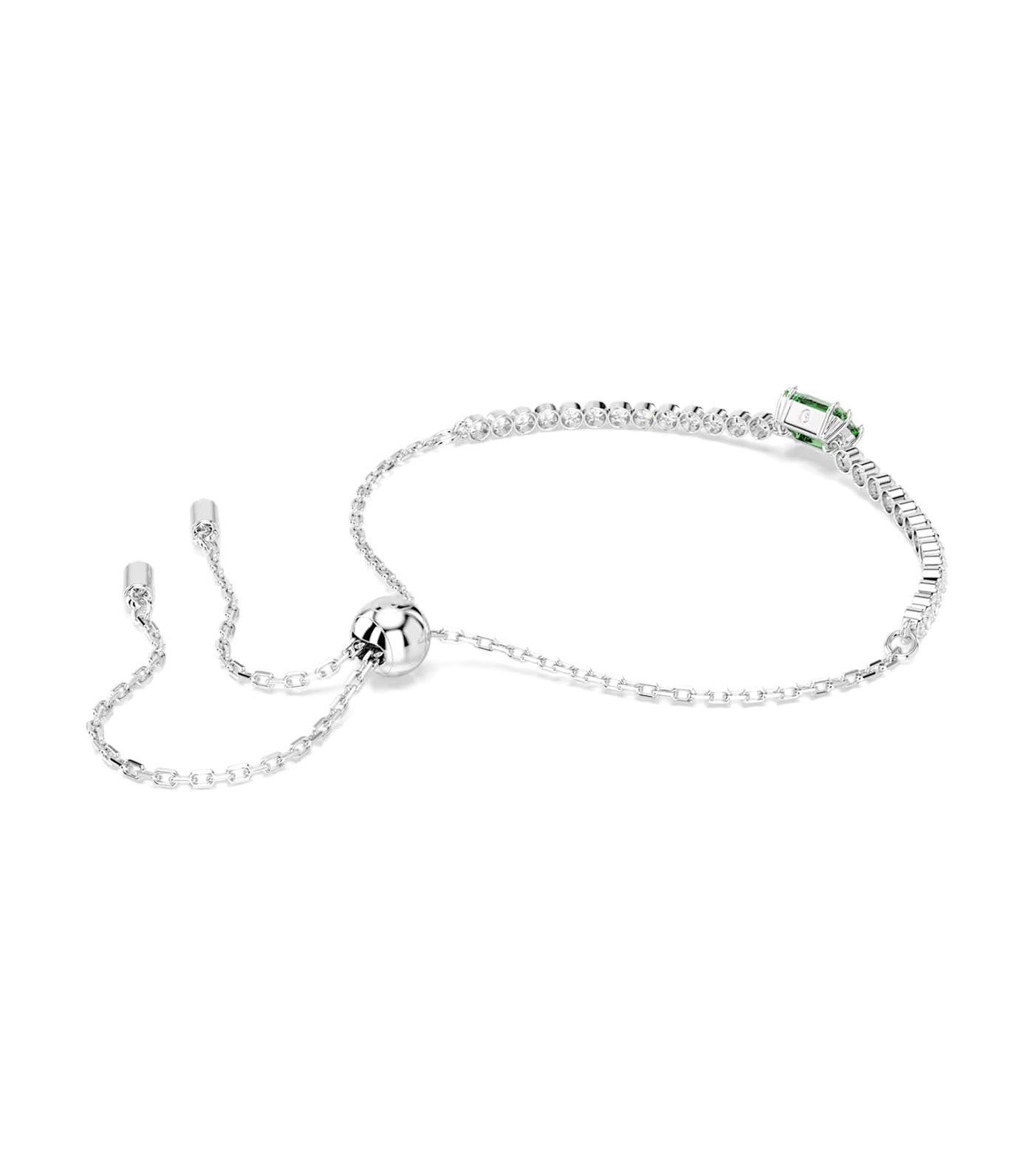 Matrix Tennis Bracelet Mixed Cuts, Rhodium Plated Green