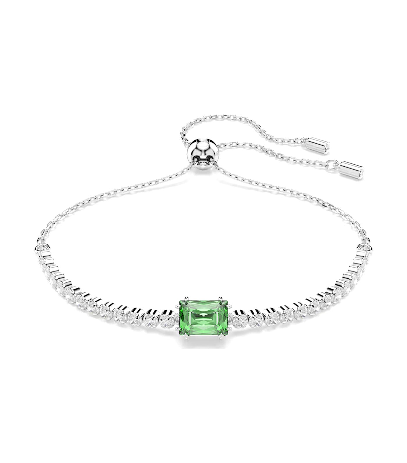 Matrix Tennis Bracelet Mixed Cuts, Rhodium Plated Green