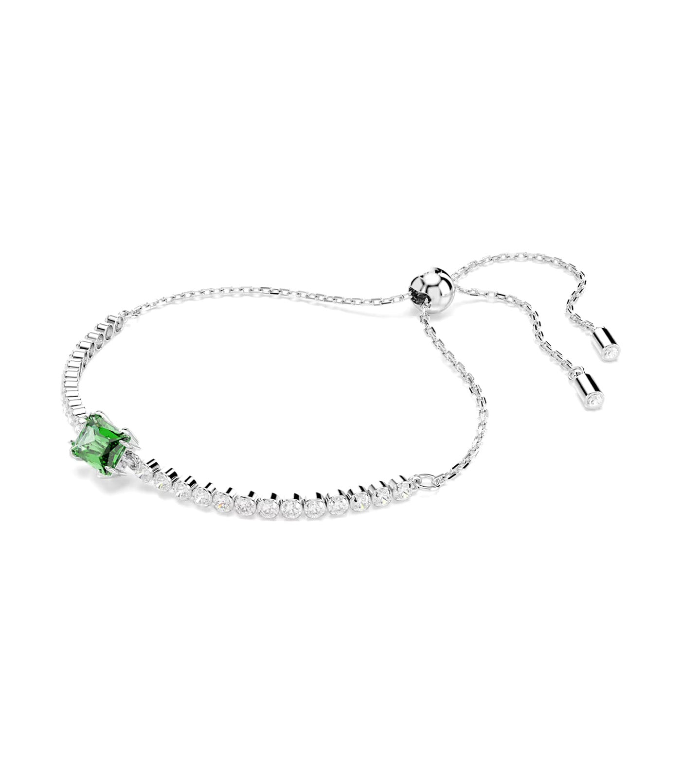 Matrix Tennis Bracelet Mixed Cuts, Rhodium Plated Green