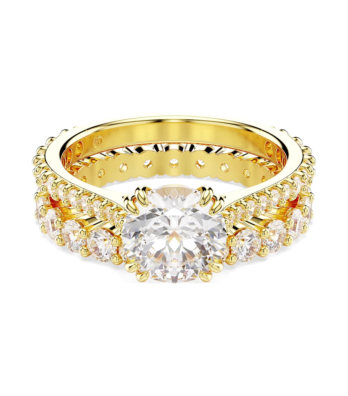 Stilla Ring Round Cut, White, Gold-Tone Plated