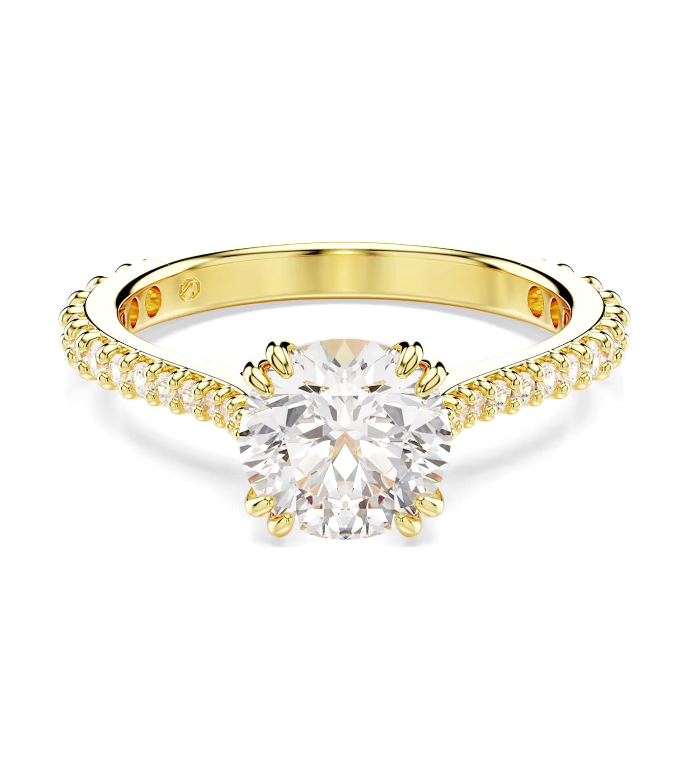 Stilla Ring Round Cut, White, Gold-Tone Plated