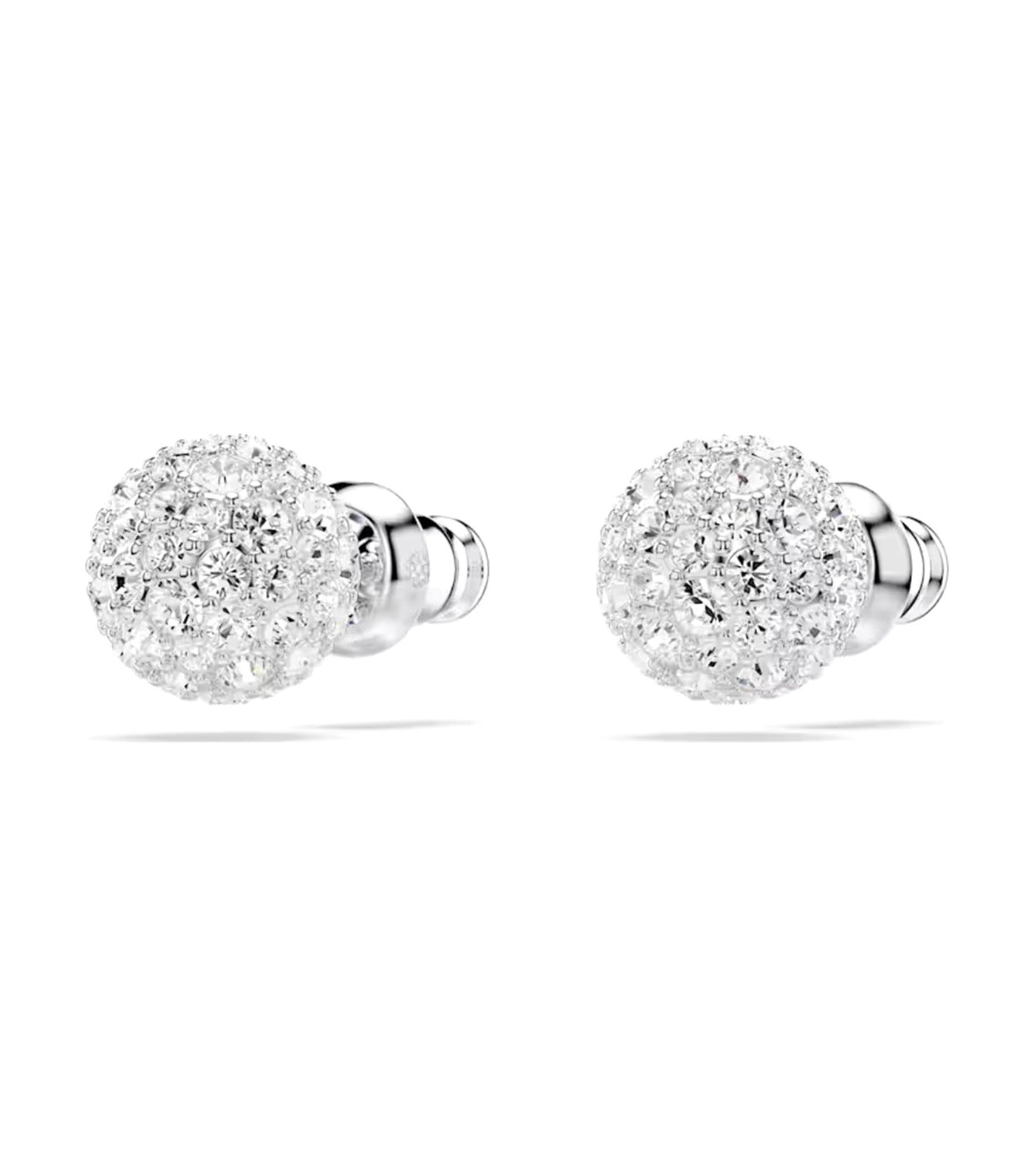 Dextera Stud Earrings  Round Cut, Rhodium Plated White