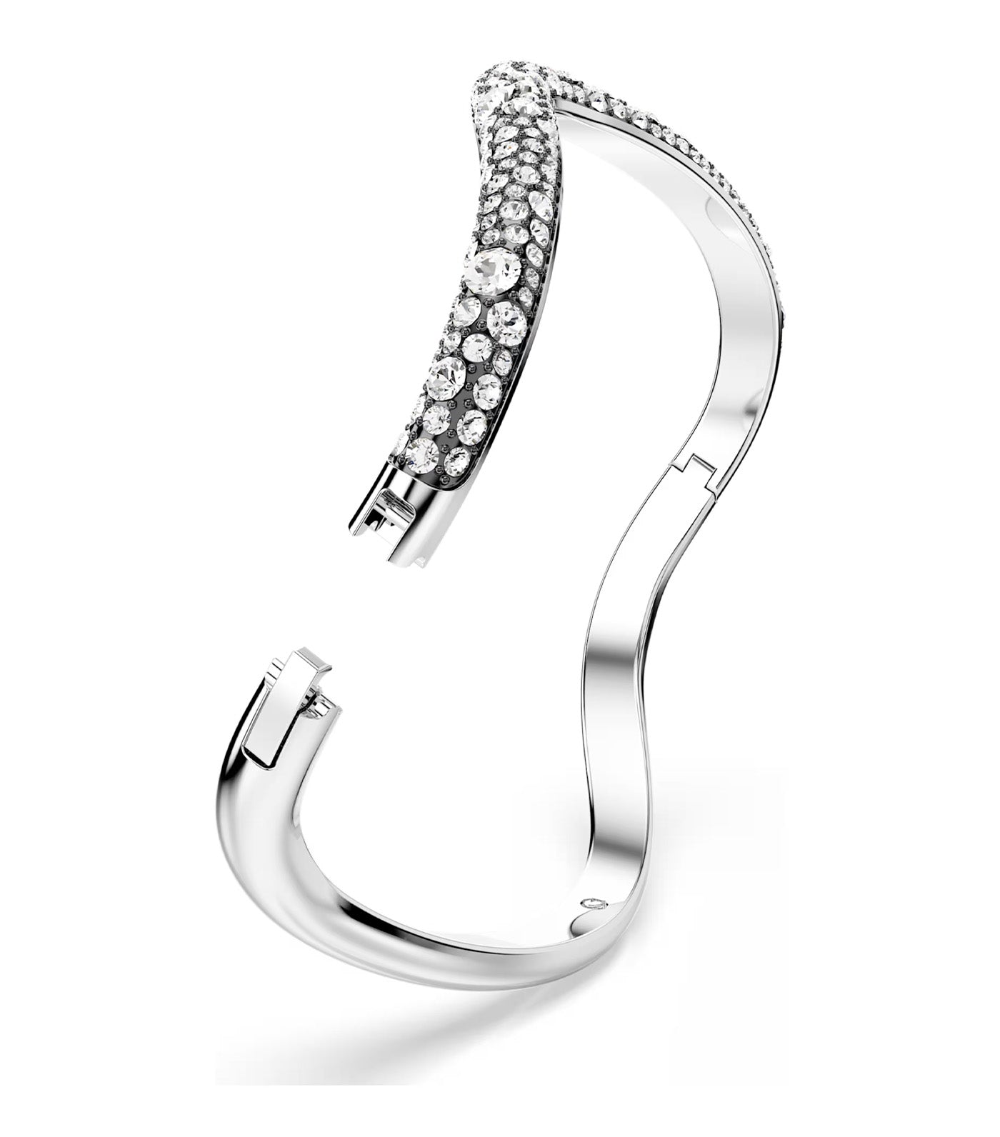 Sublima Bangle L Round Cut, White, Rhodium Plated White