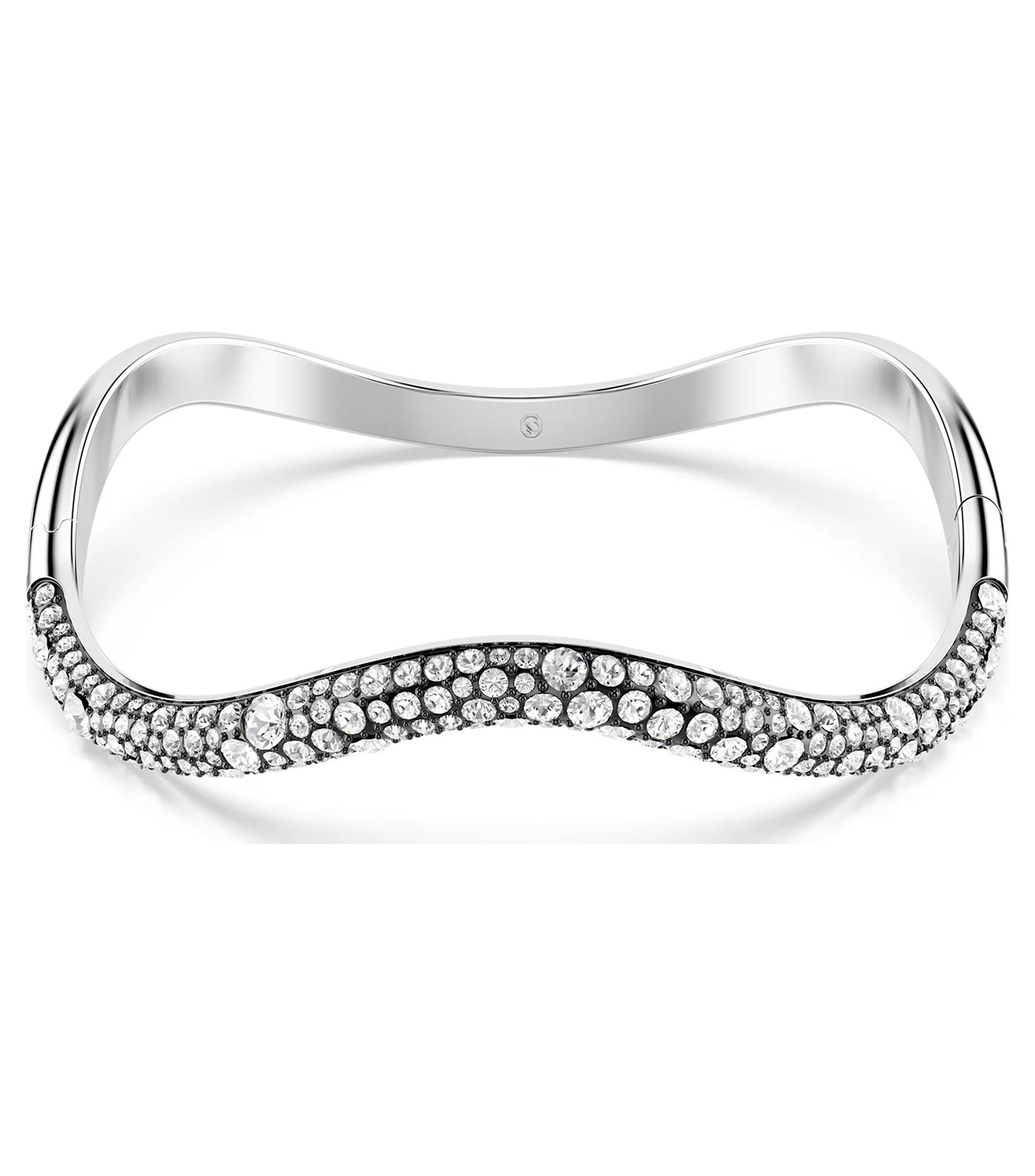 Sublima Bangle L Round Cut, White, Rhodium Plated White