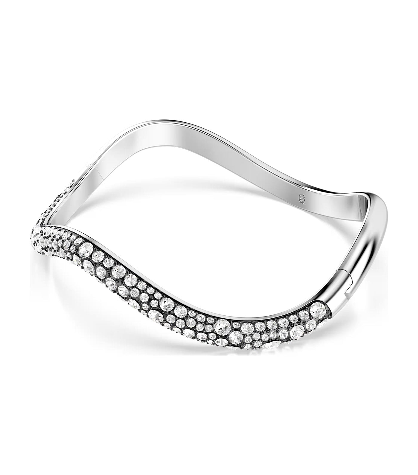 Sublima Bangle L Round Cut, White, Rhodium Plated White