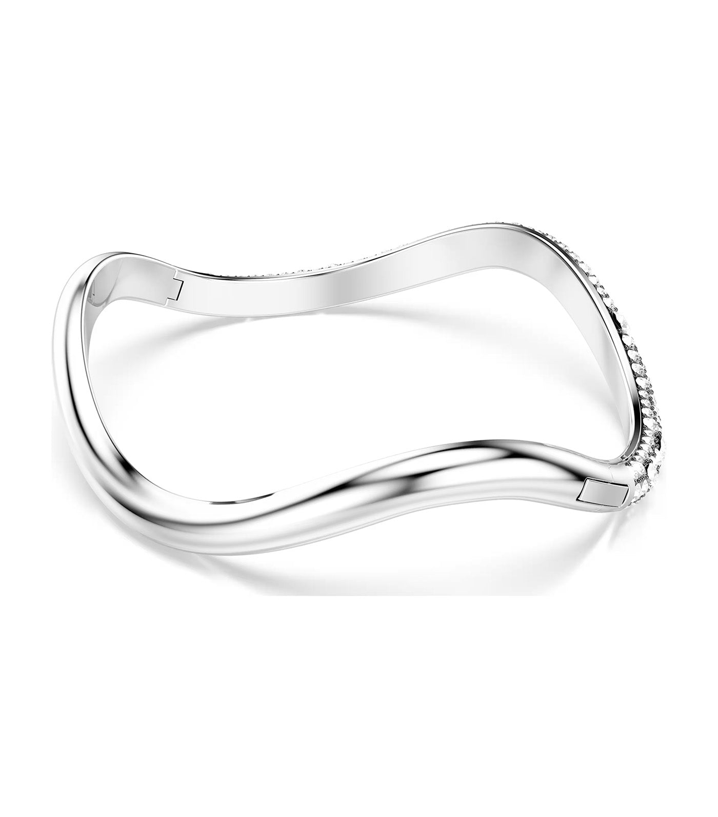 Sublima Bangle L Round Cut, White, Rhodium Plated White