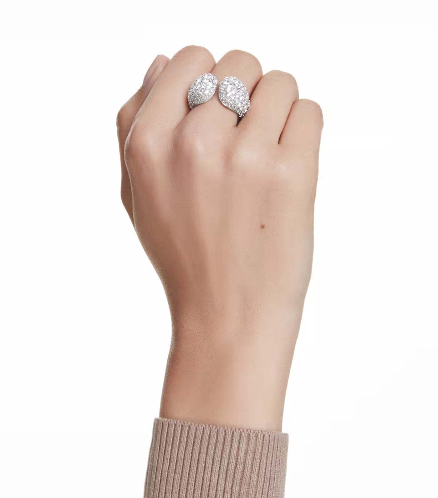 Sublima Cocktail Ring Round Cut, Rhodium Plated, White