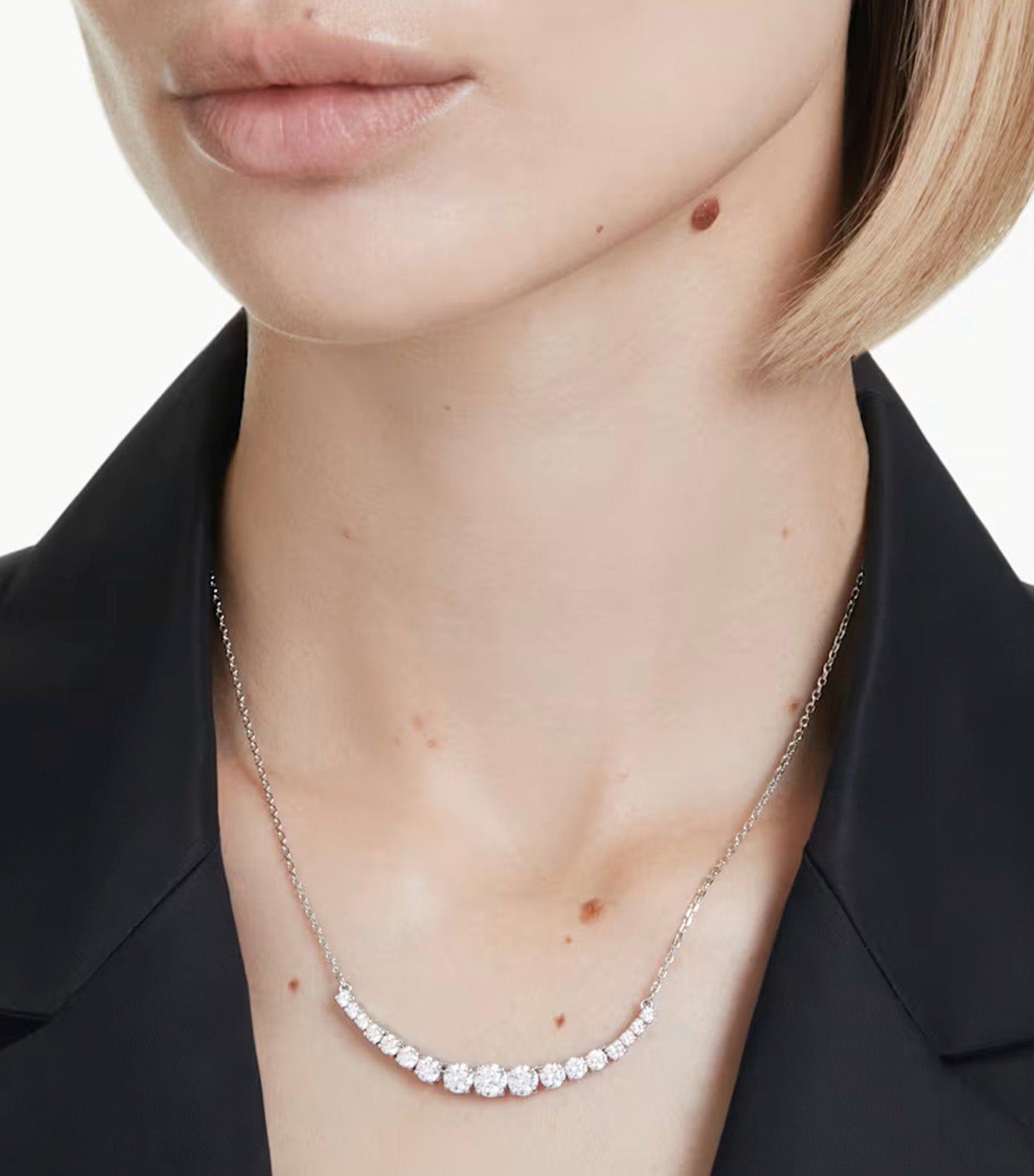 Matrix Necklace Gradient of Round Cuts, Rhodium-Plated White