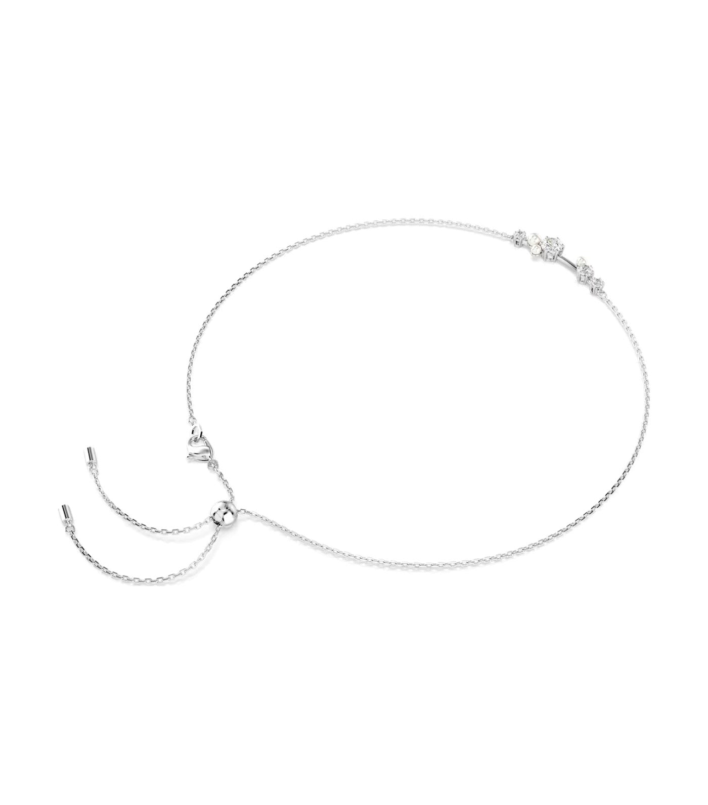 Constella Necklace, Crystal Pearl, Round Cuts, White, Rhodium Plated