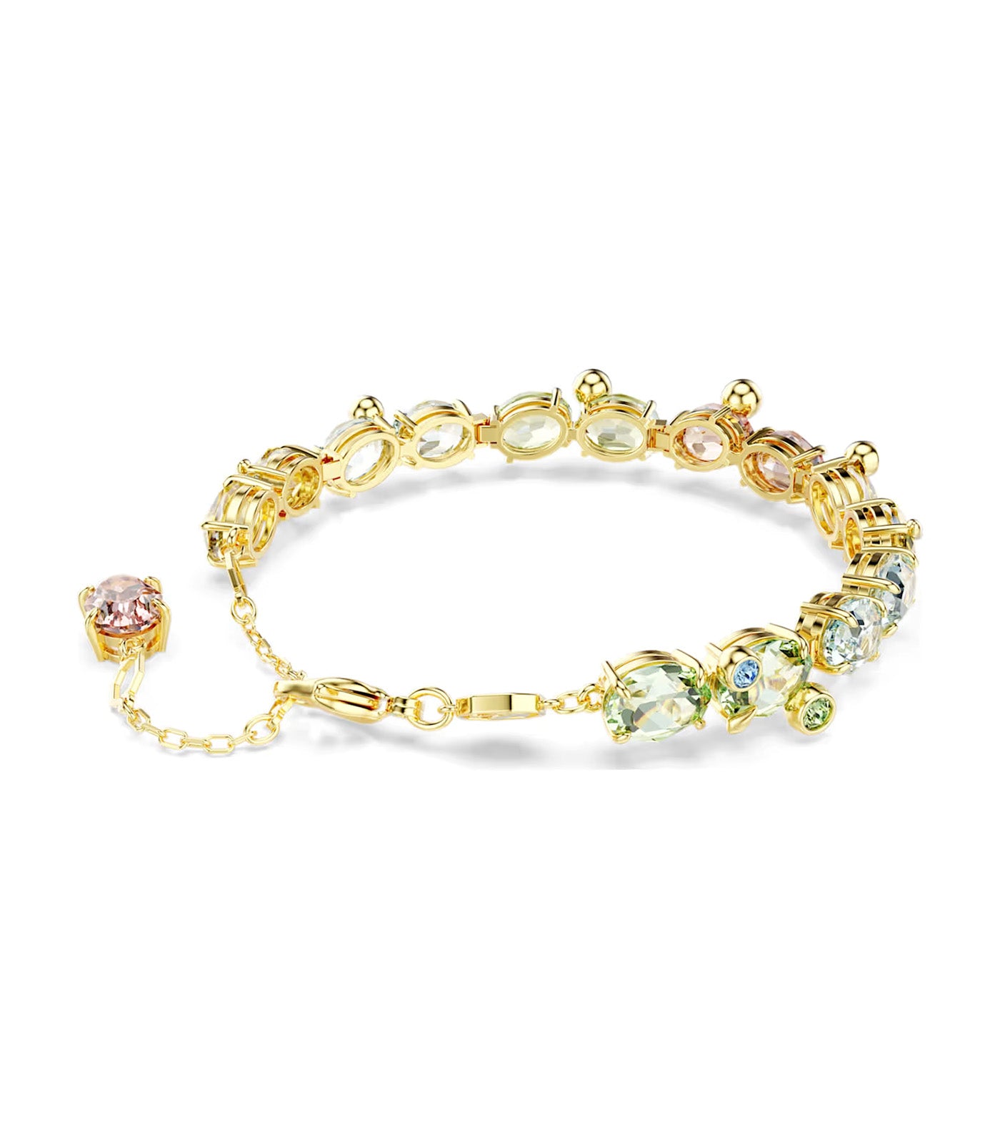 Gema Tennis Bracelet Mixed Cuts, Multicolored, Gold-Tone Plated