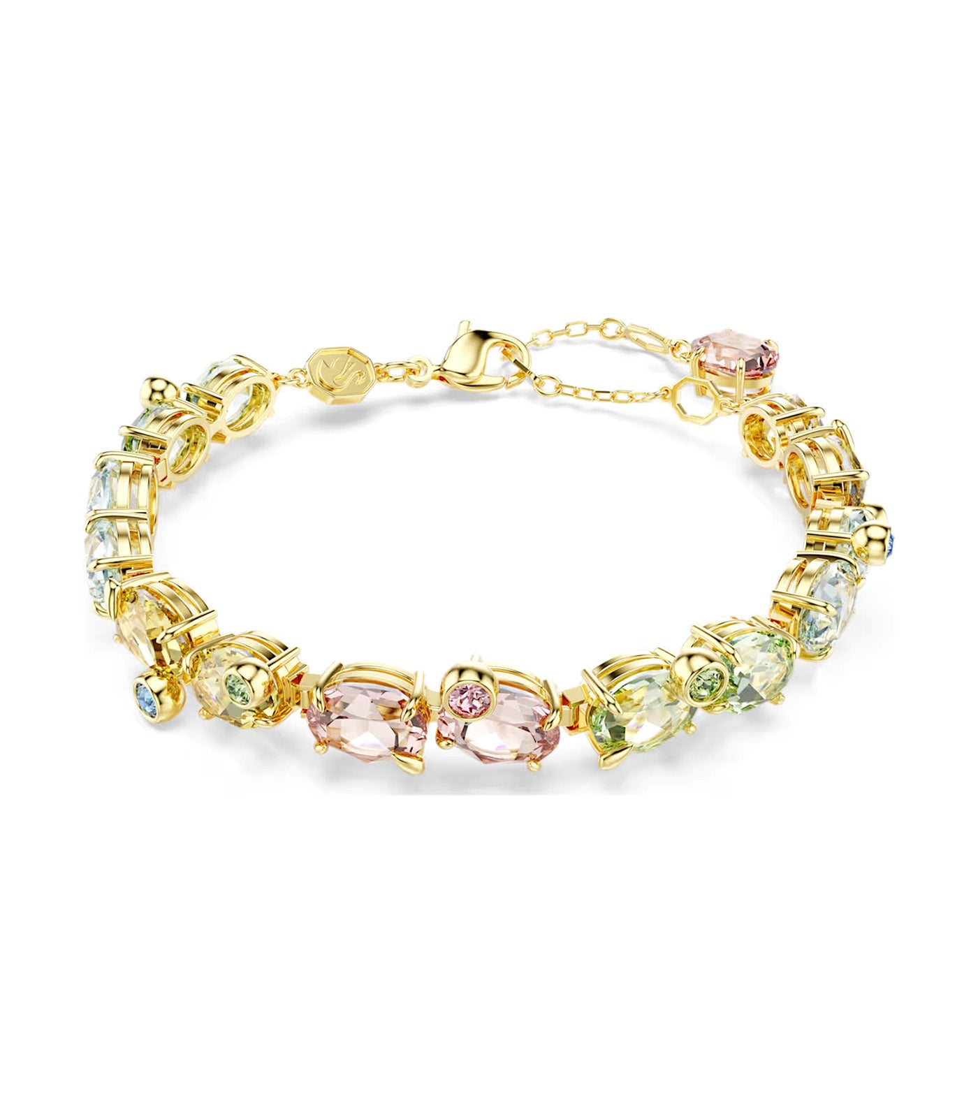 Gema Tennis Bracelet Mixed Cuts, Multicolored, Gold-Tone Plated