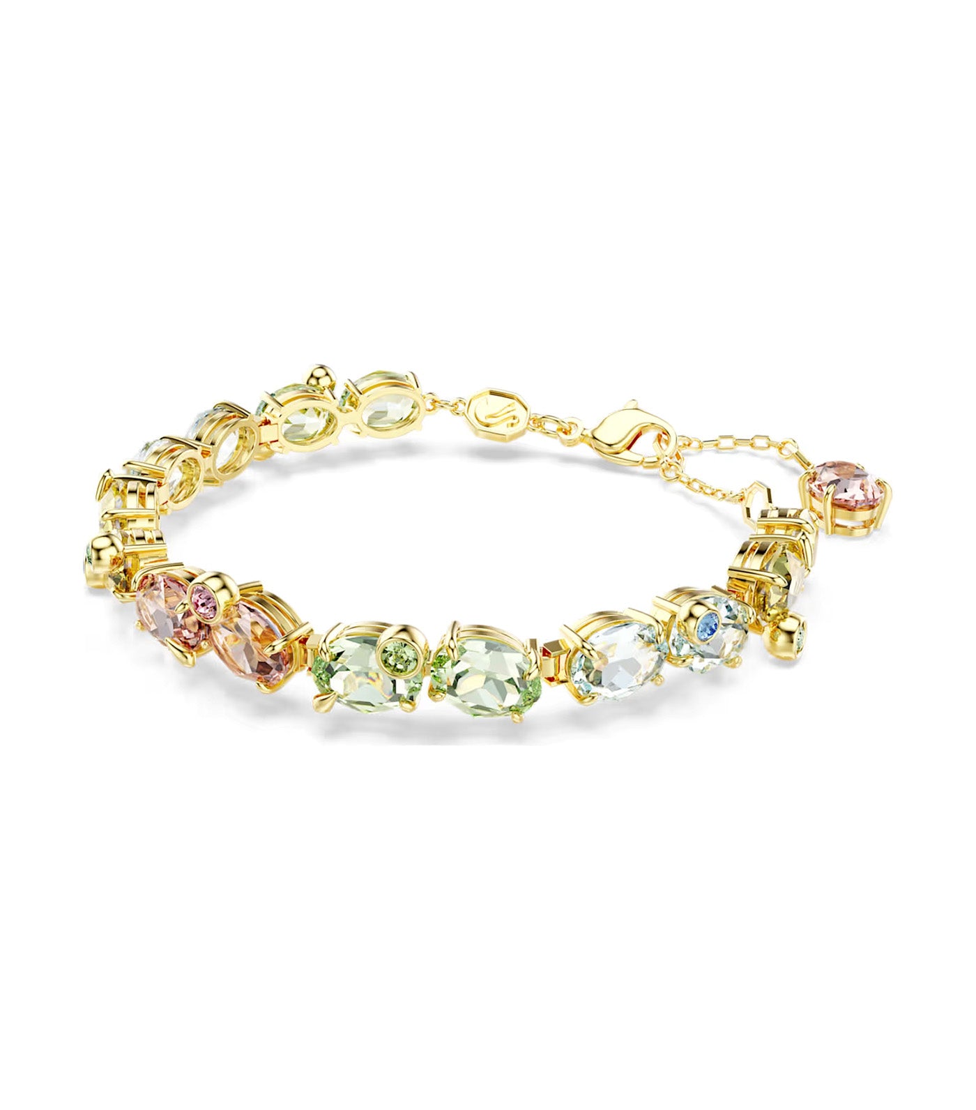 Gema Tennis Bracelet Mixed Cuts, Multicolored, Gold-Tone Plated