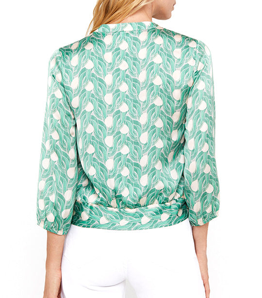 Sustainable Printed Blouse Top Green