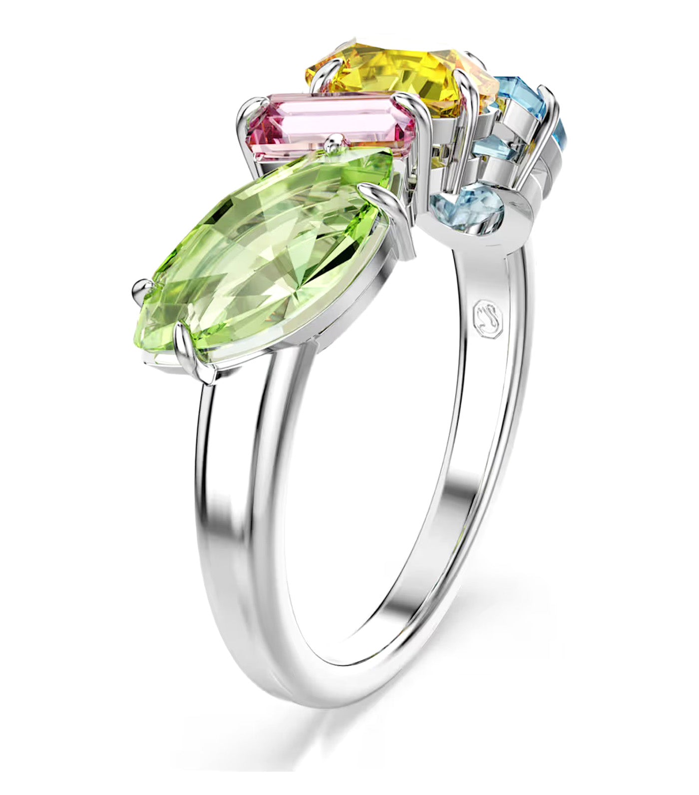 Gema Ring Mixed Cuts, Rhodium Plated, Multicolored