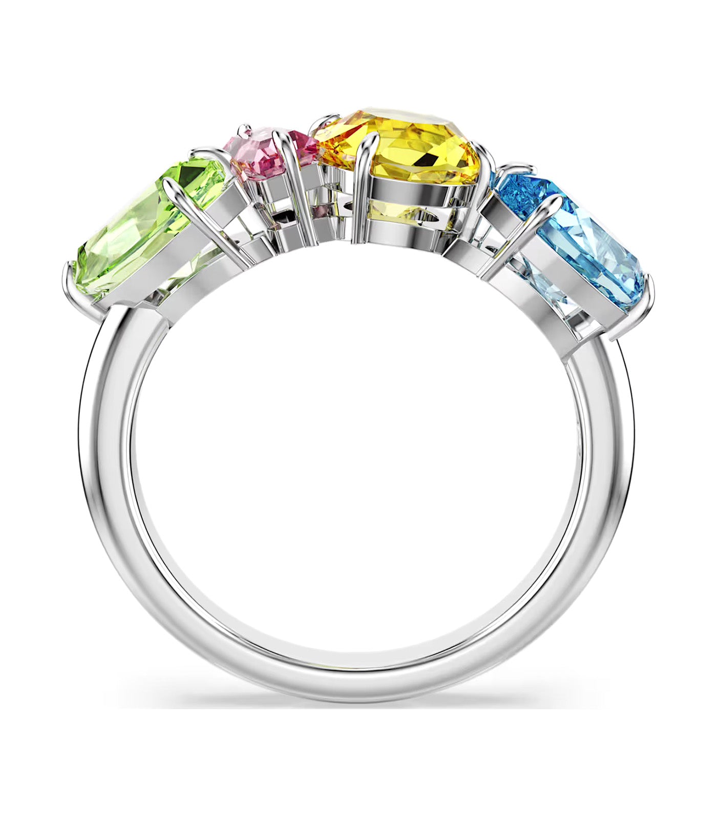 Gema Ring Mixed Cuts, Rhodium Plated, Multicolored